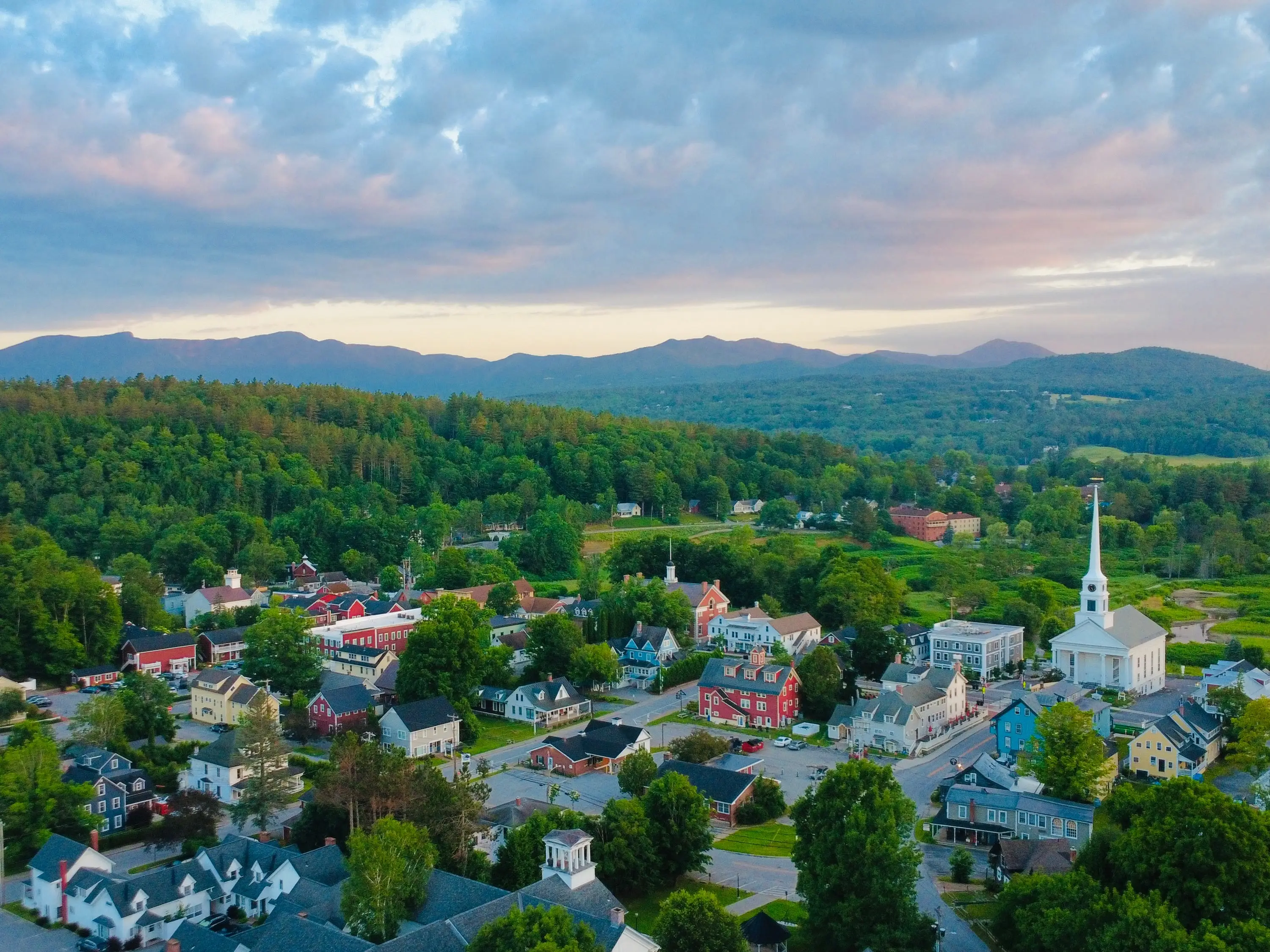 Stowe Vermont sunrise stock photo