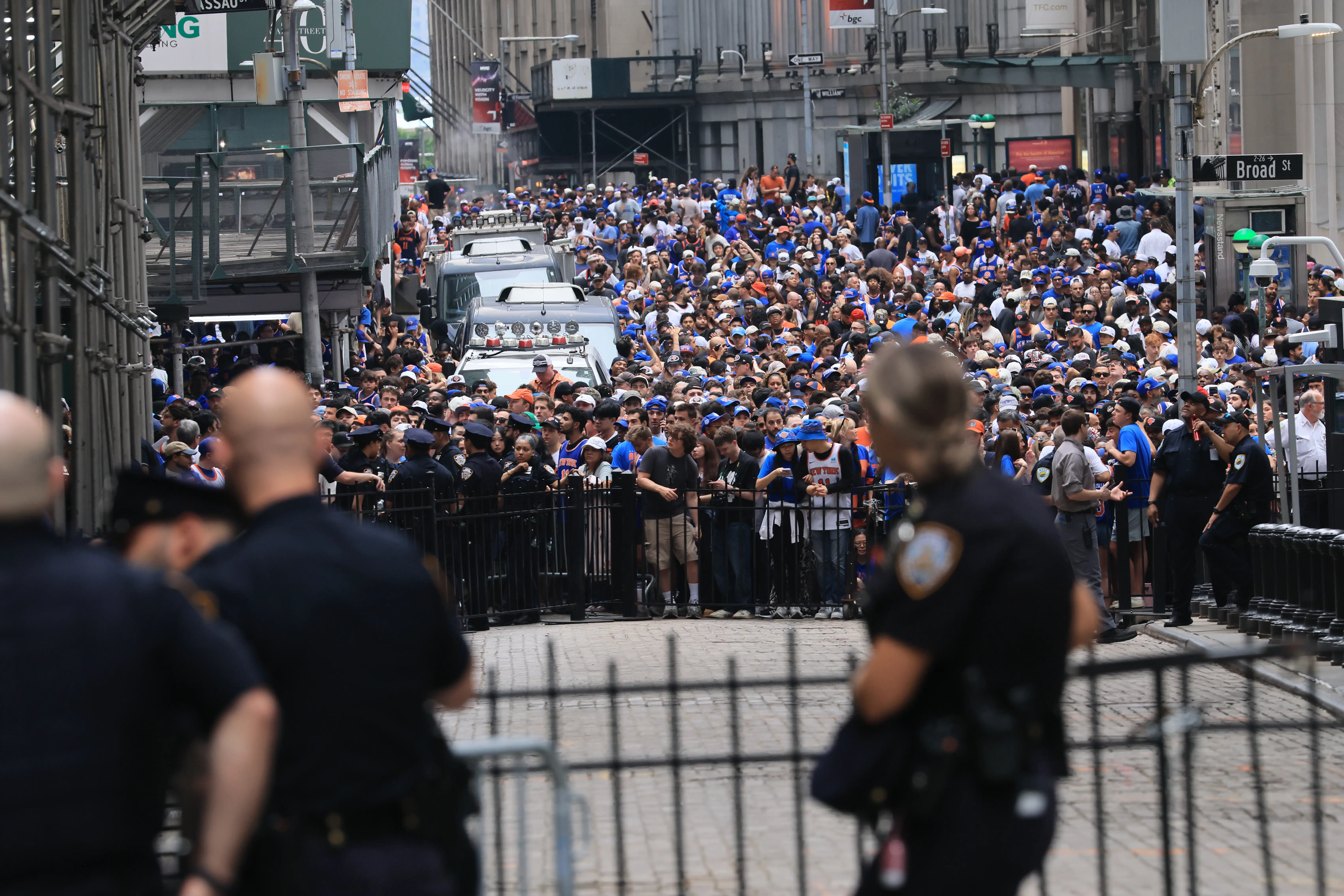 Thousand of Knicks fans gathered near Wall Street for the parade.
