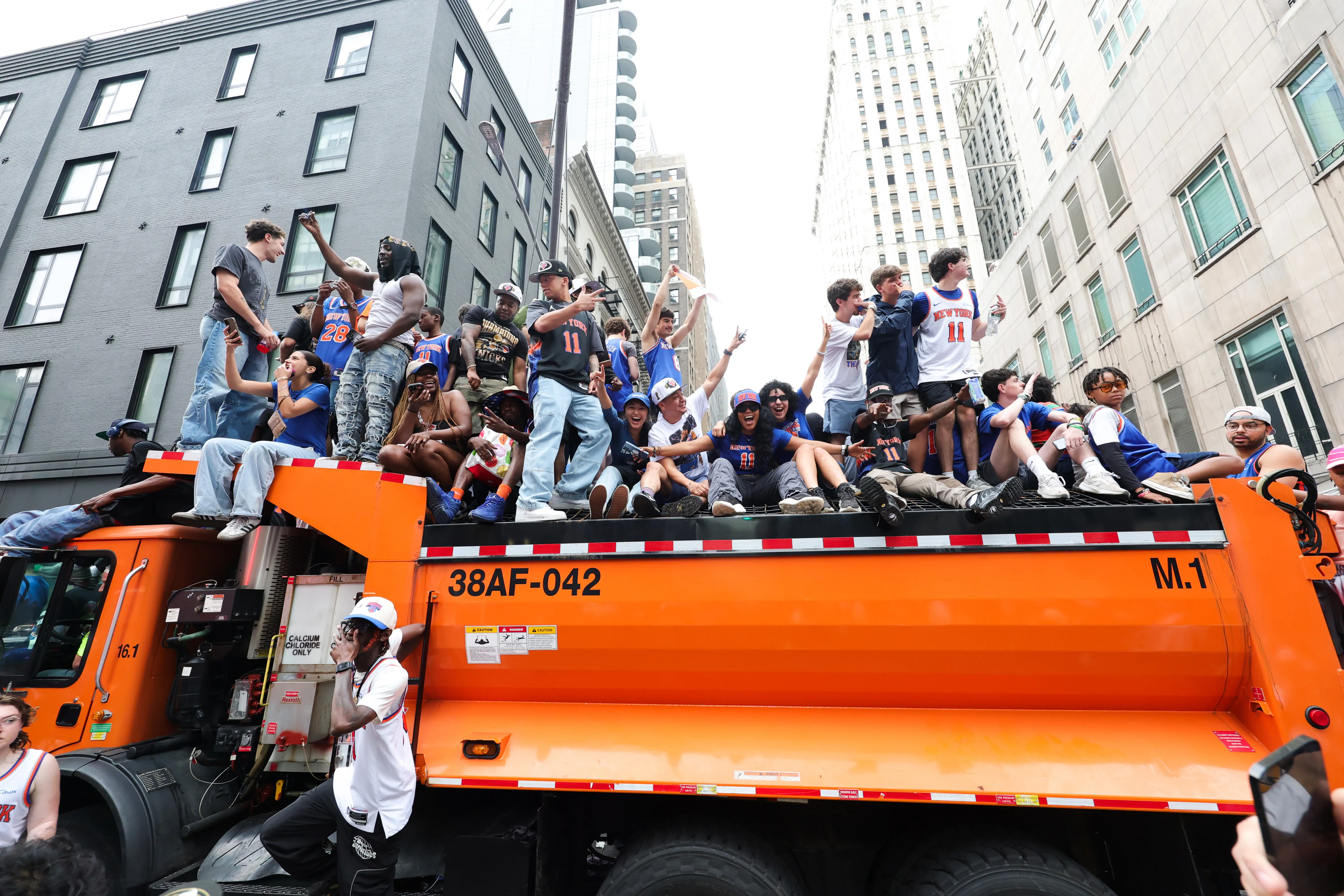 Fans arrive ahead of the New York Knicks Championship ticker tape parade and victory rally celebrating winning the 2026 NBA Finals on June 18, 2026