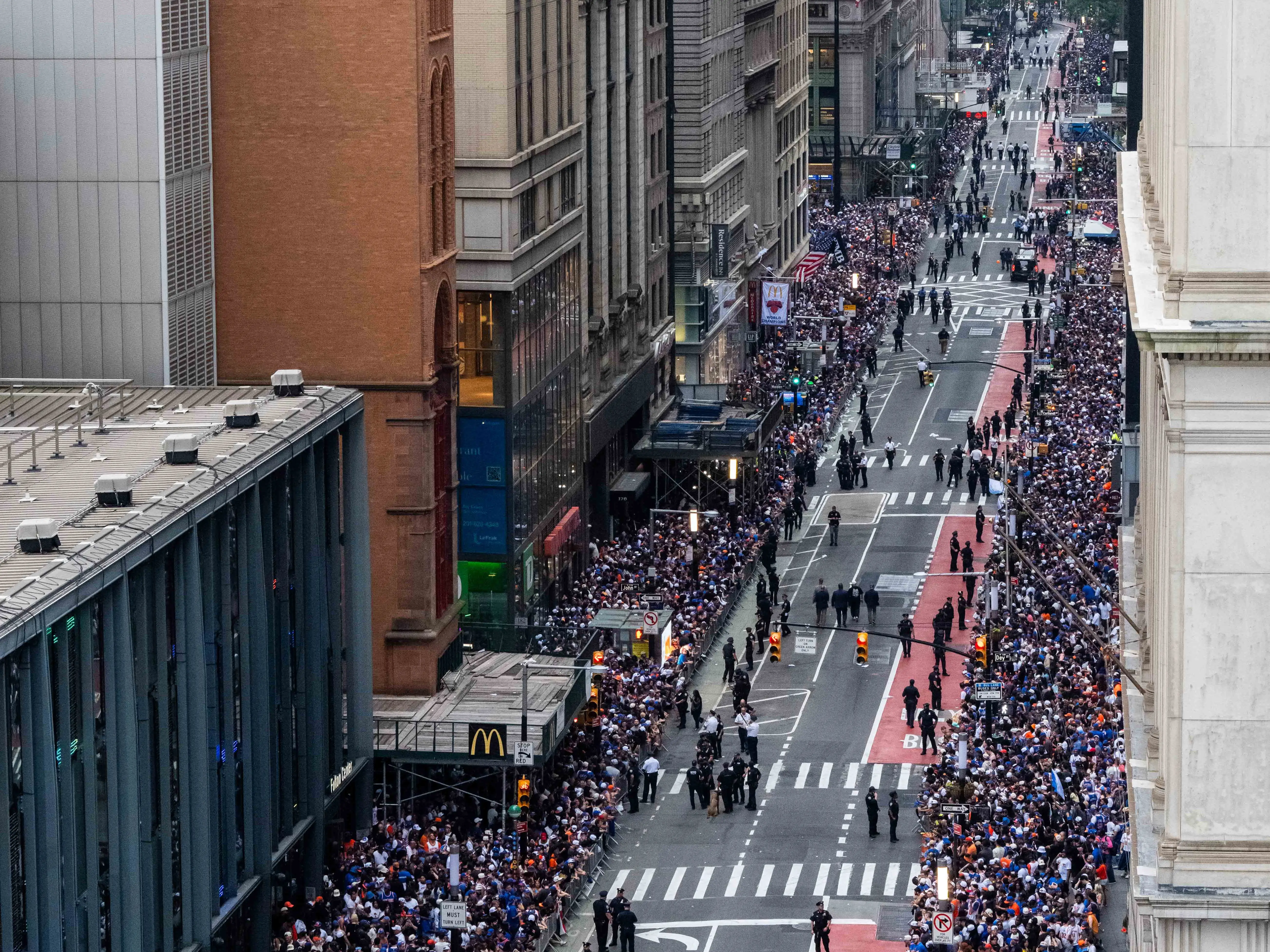 Thousands of fans lined Broadway for the Knicks ticker tape parade on June 18.