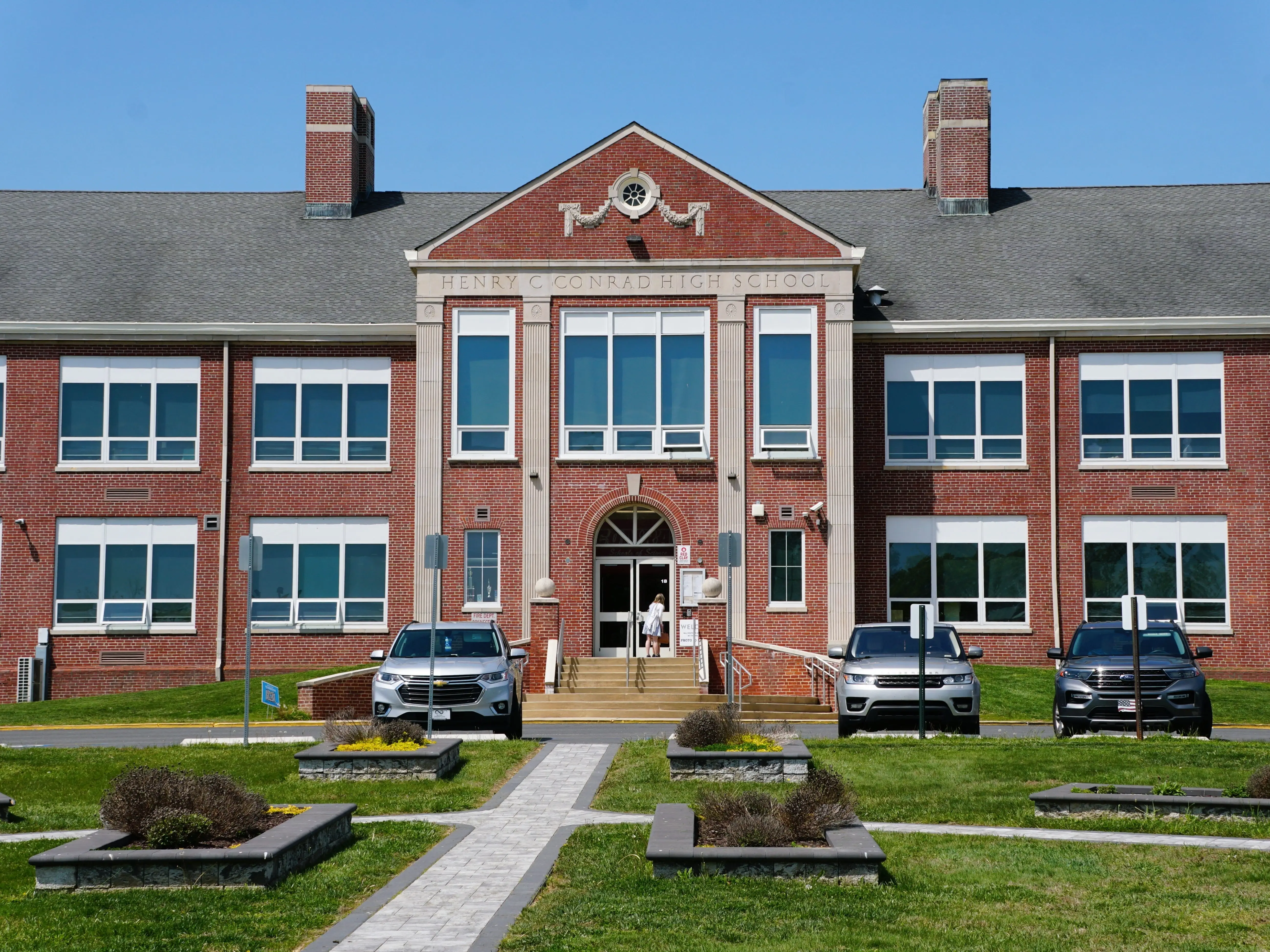 Exterior of Henry C. Conrad High School in Wilmington Delaware.