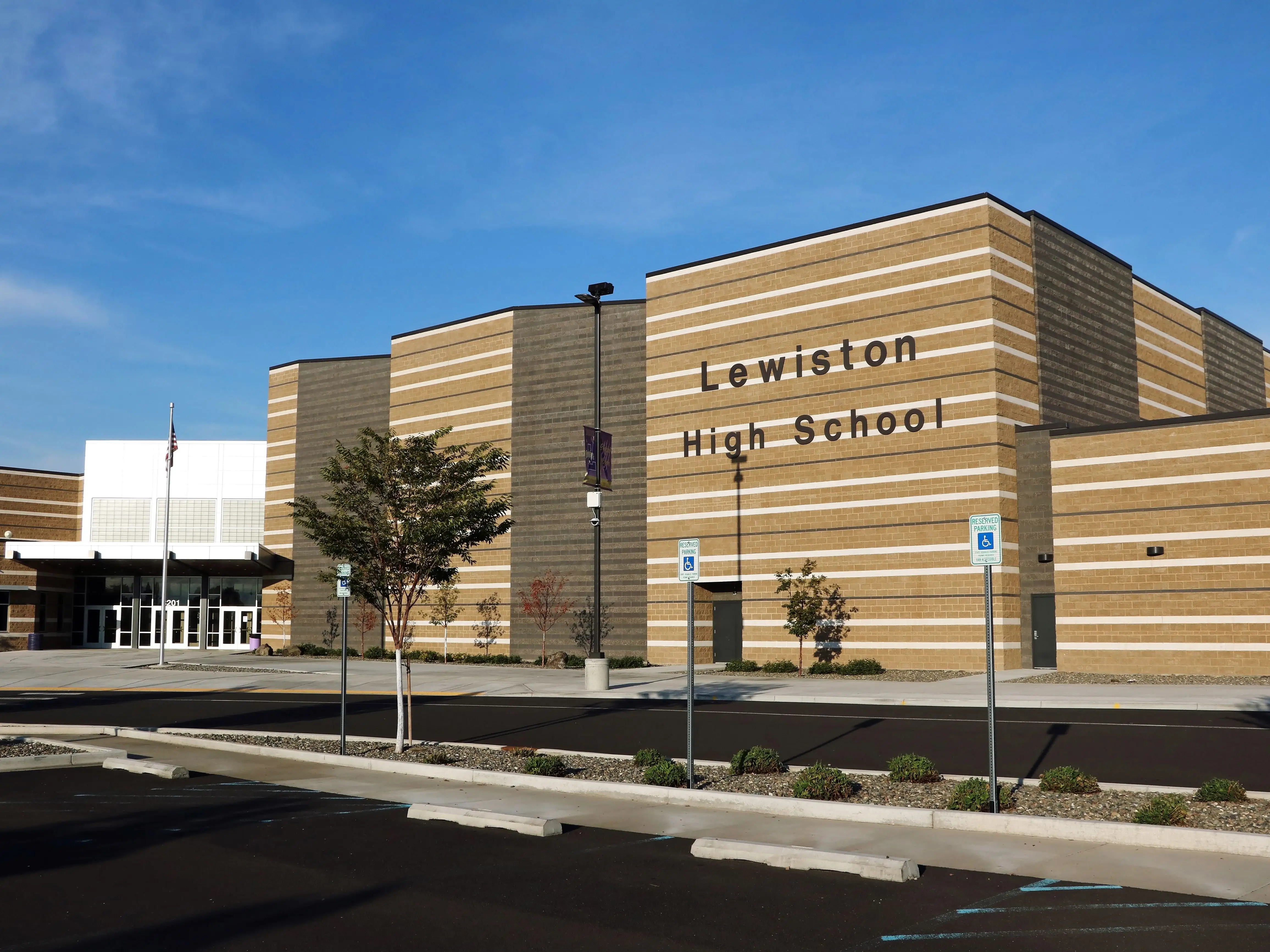 Exterior of Lewiston High School in Lewiston, Idaho.