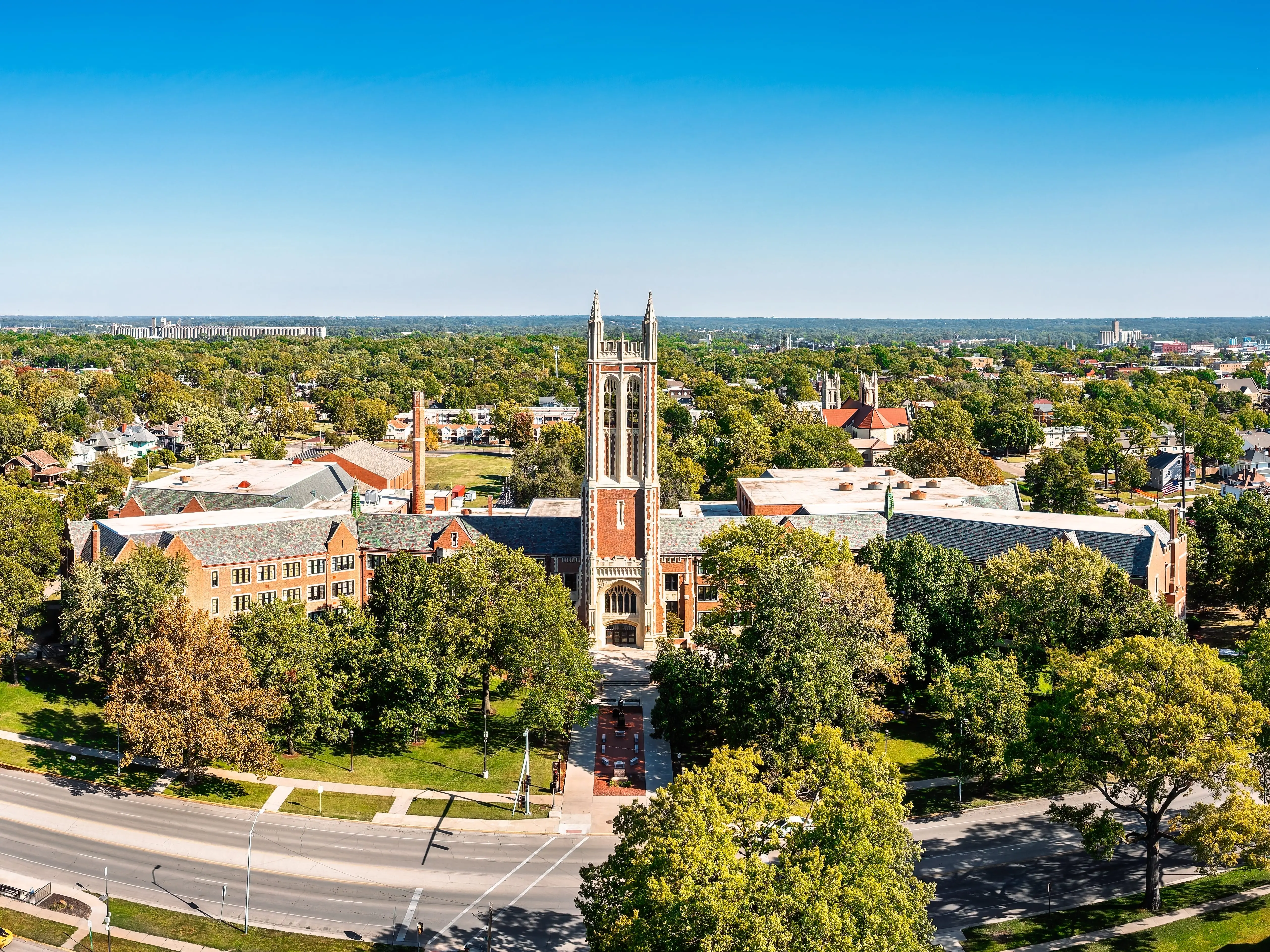 Aerial view of Topeka High School in Topeka, Kansas.