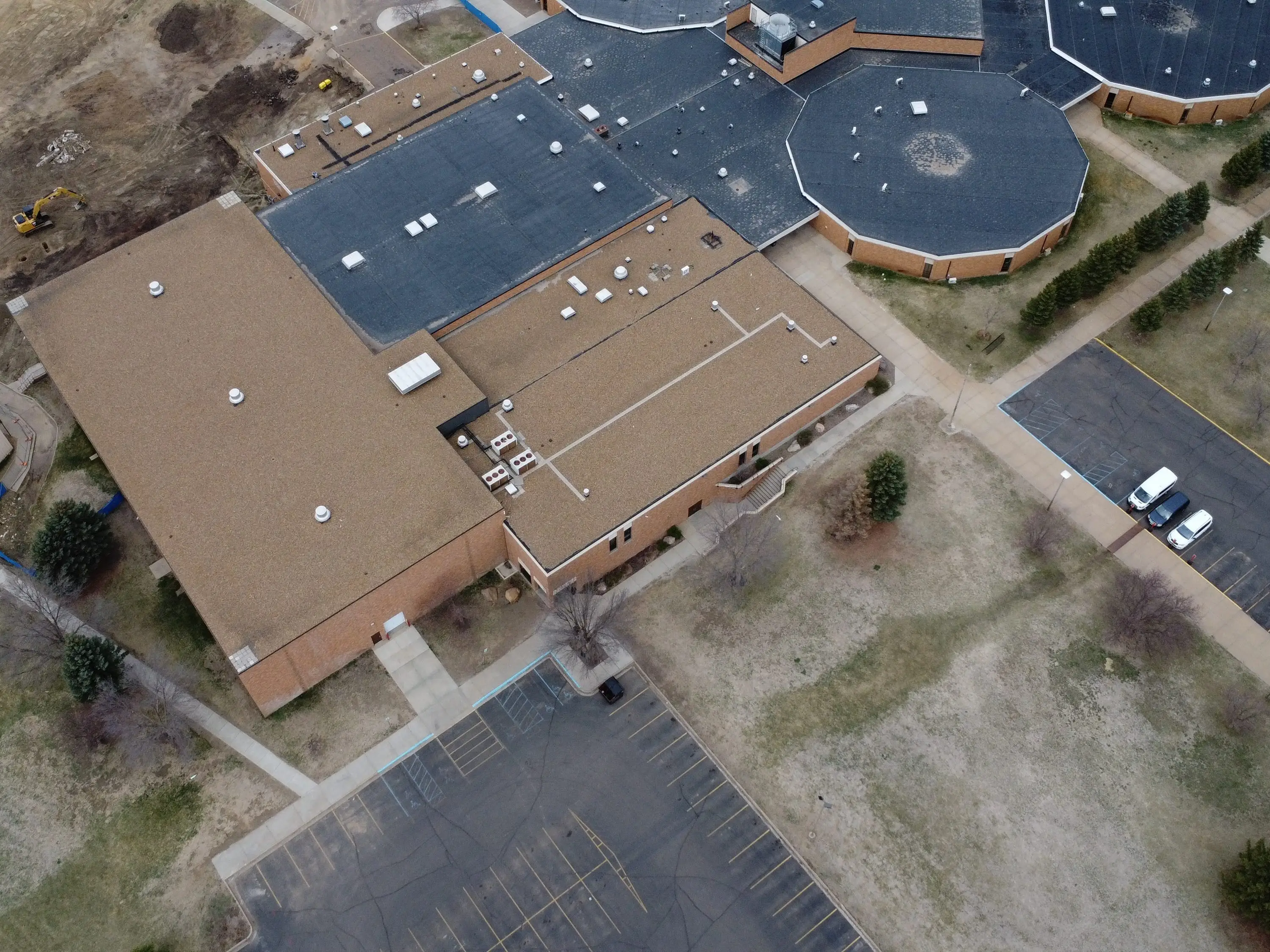 Aerial view of Dickinson High School in Dickinson, North Dakota.