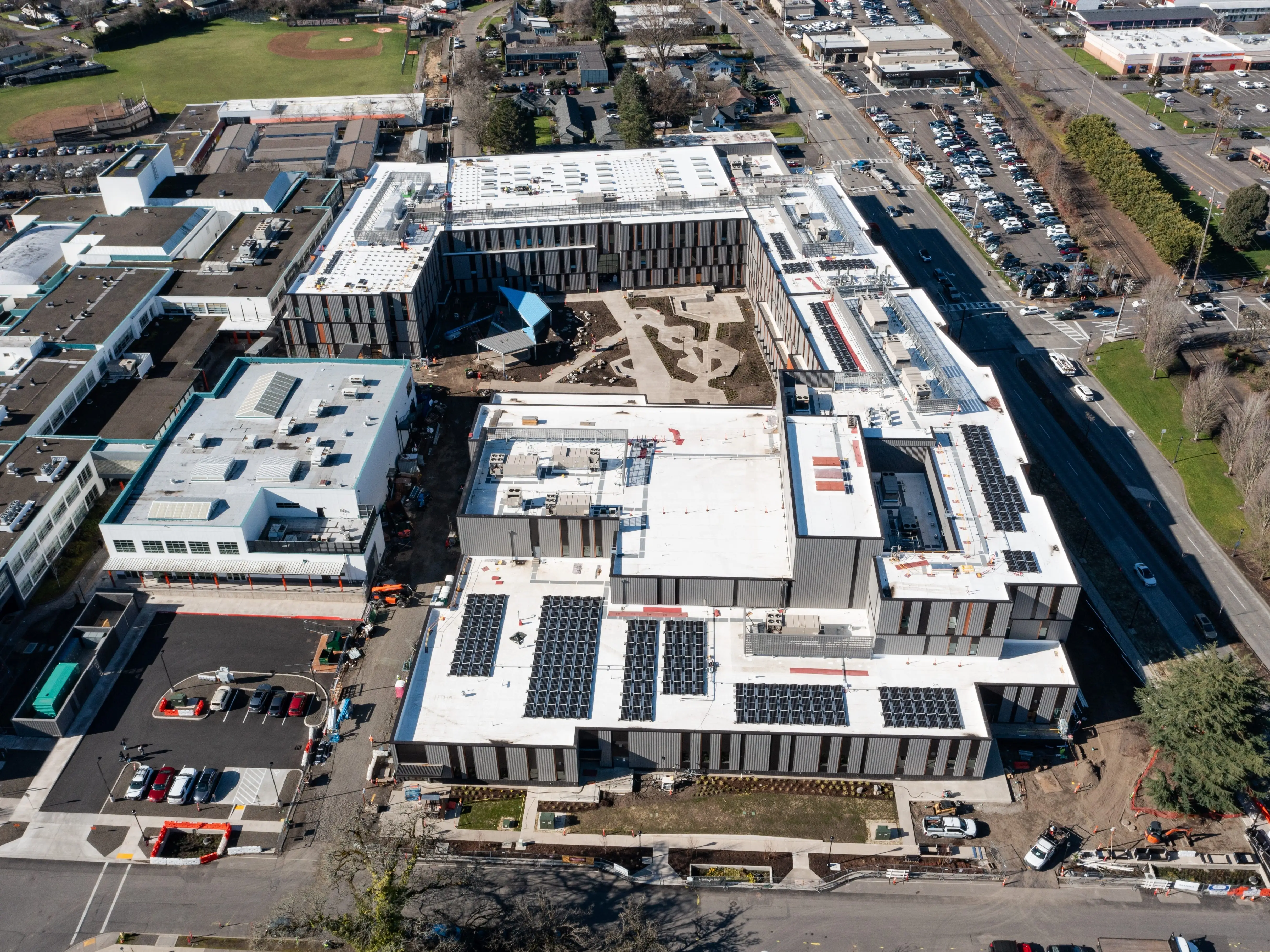 Aerial view of Beaverton High School in Beaverton, Oregon.