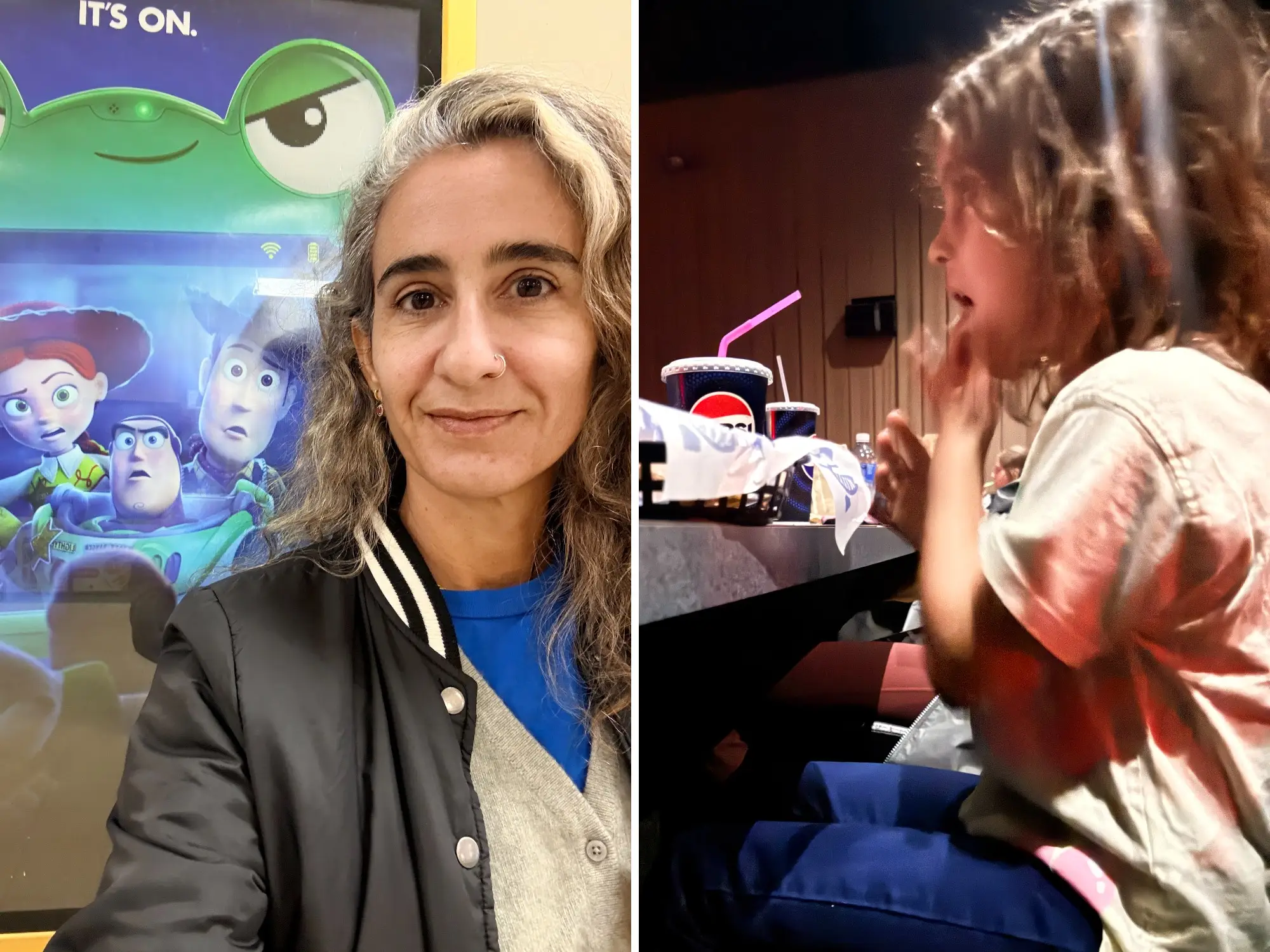 Mom and kid at the movies