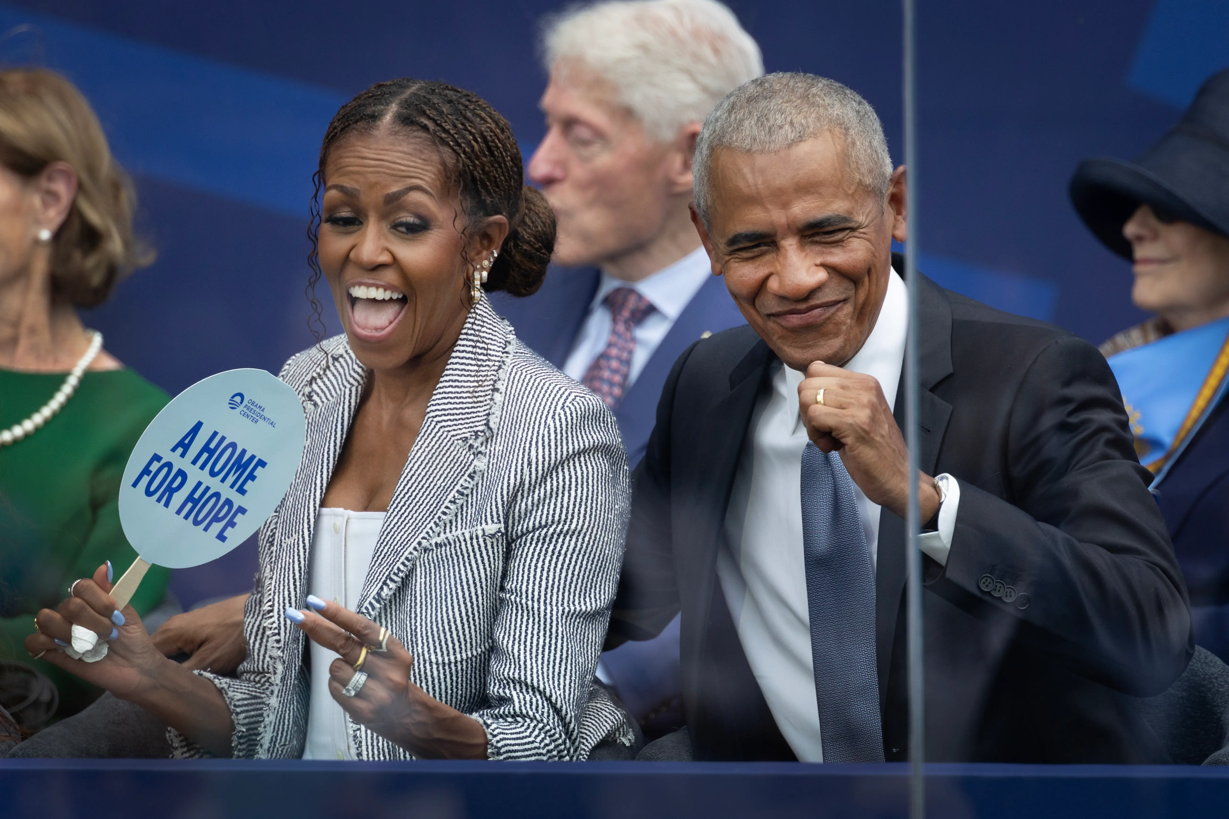Former President and First Lady Barack Obama at the opening