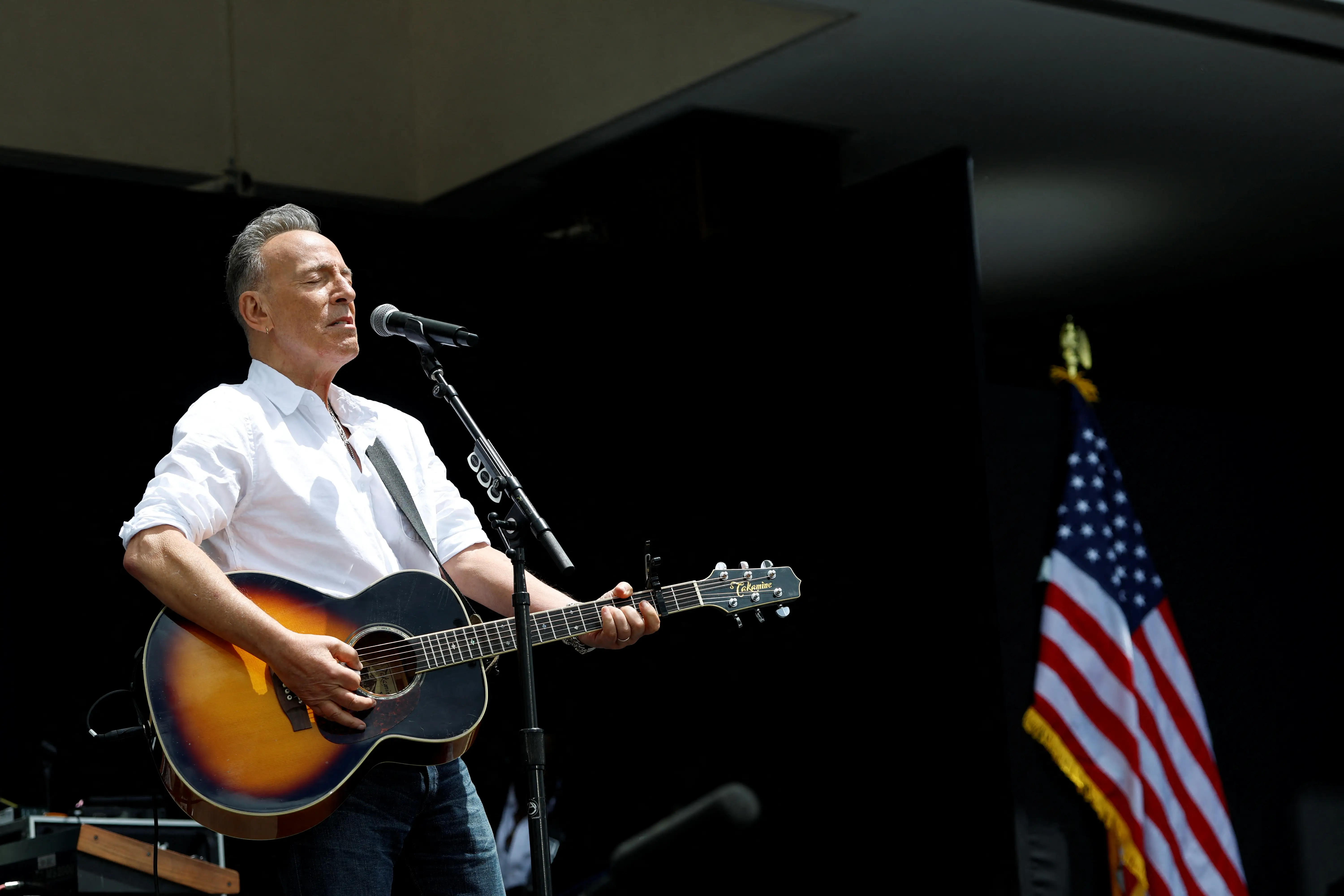 Bruce Springsteen performs during the opening of the Barack Obama Presidential Center in Chicago, Illinois, on June 18, 2026.