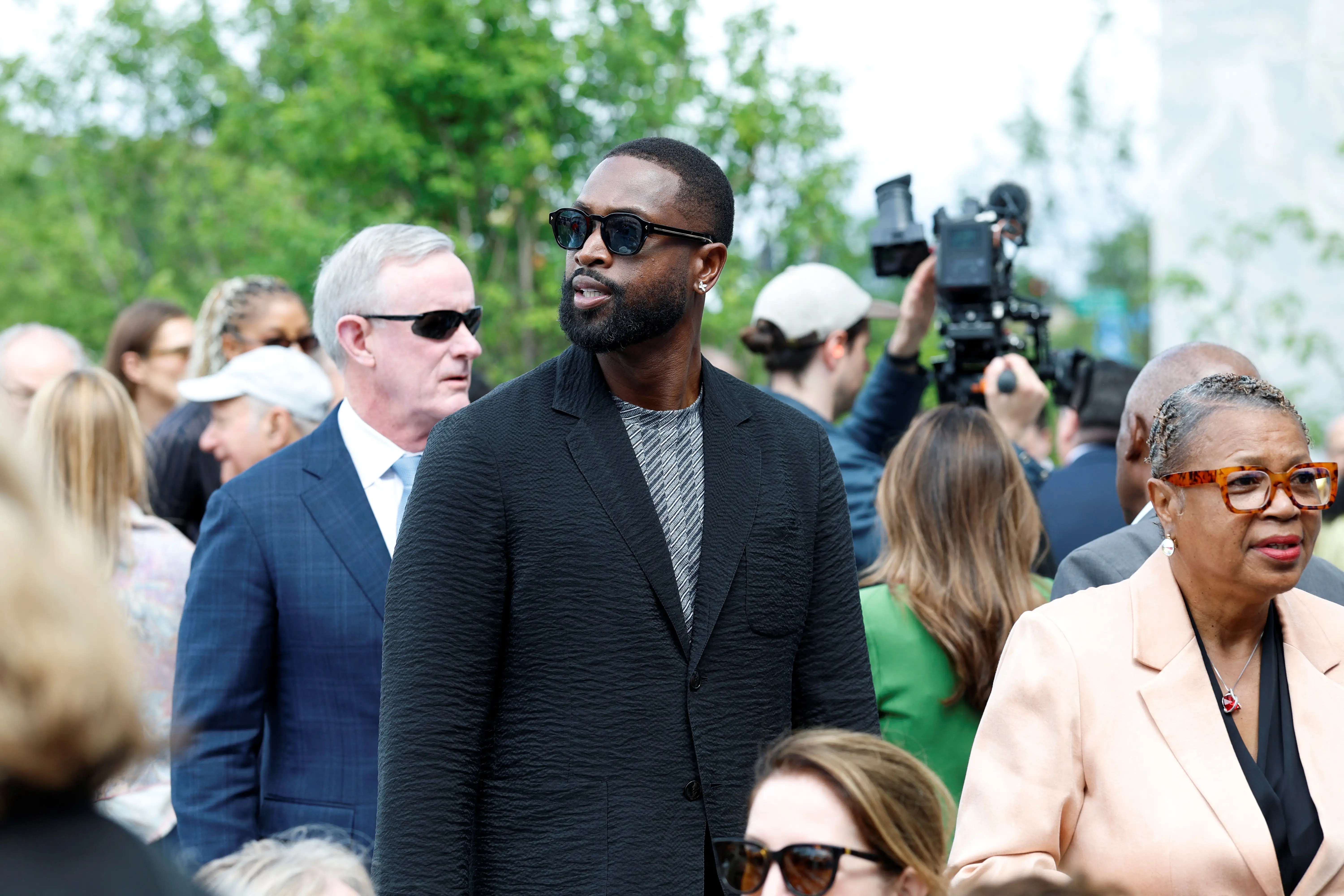 Dwyane Wade arrives at the opening of the Barack Obama Presidential Center in Chicago.