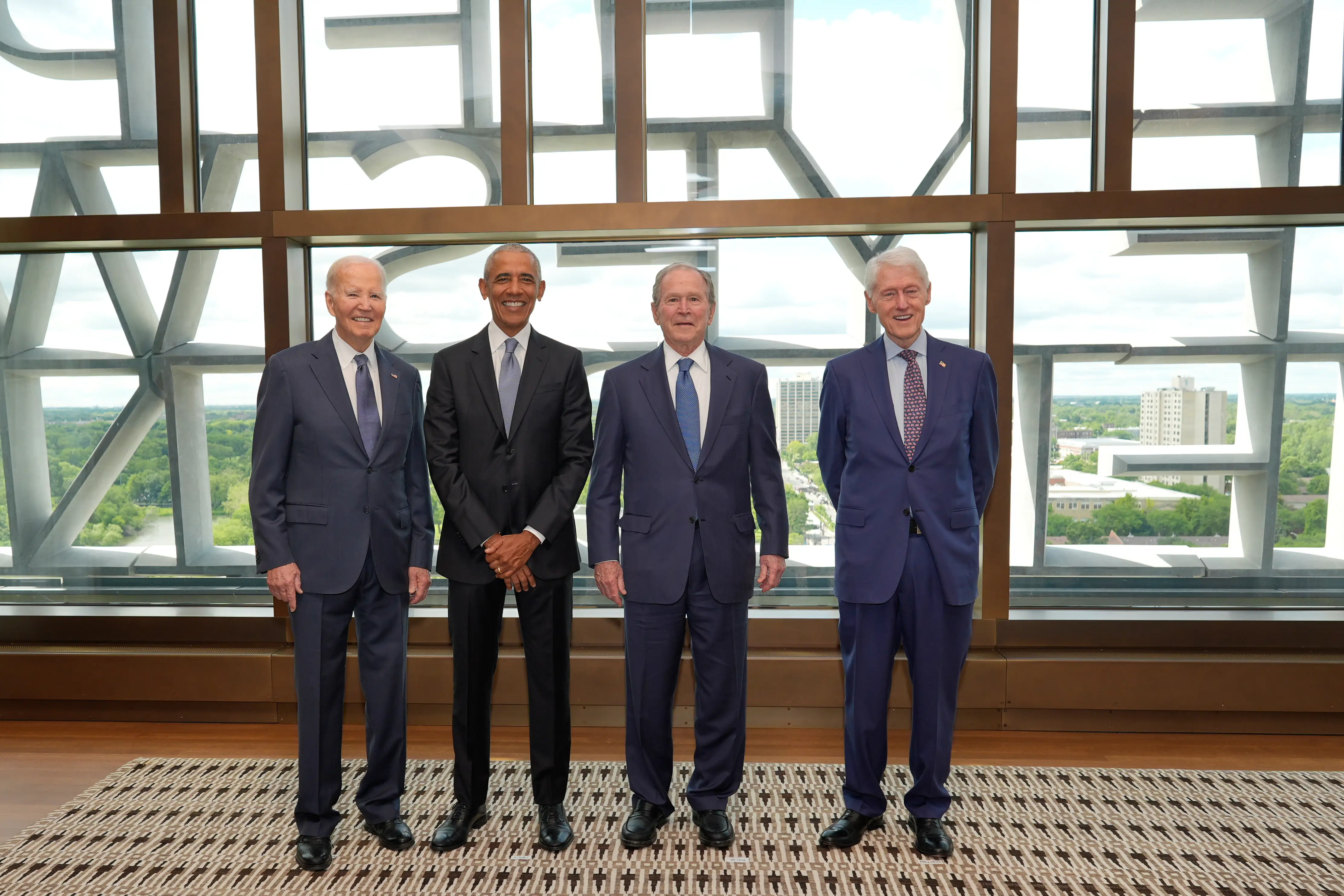 Former President Joe Biden, former President Barack Obama, former President George W. Bush, and former President Bill Clinton