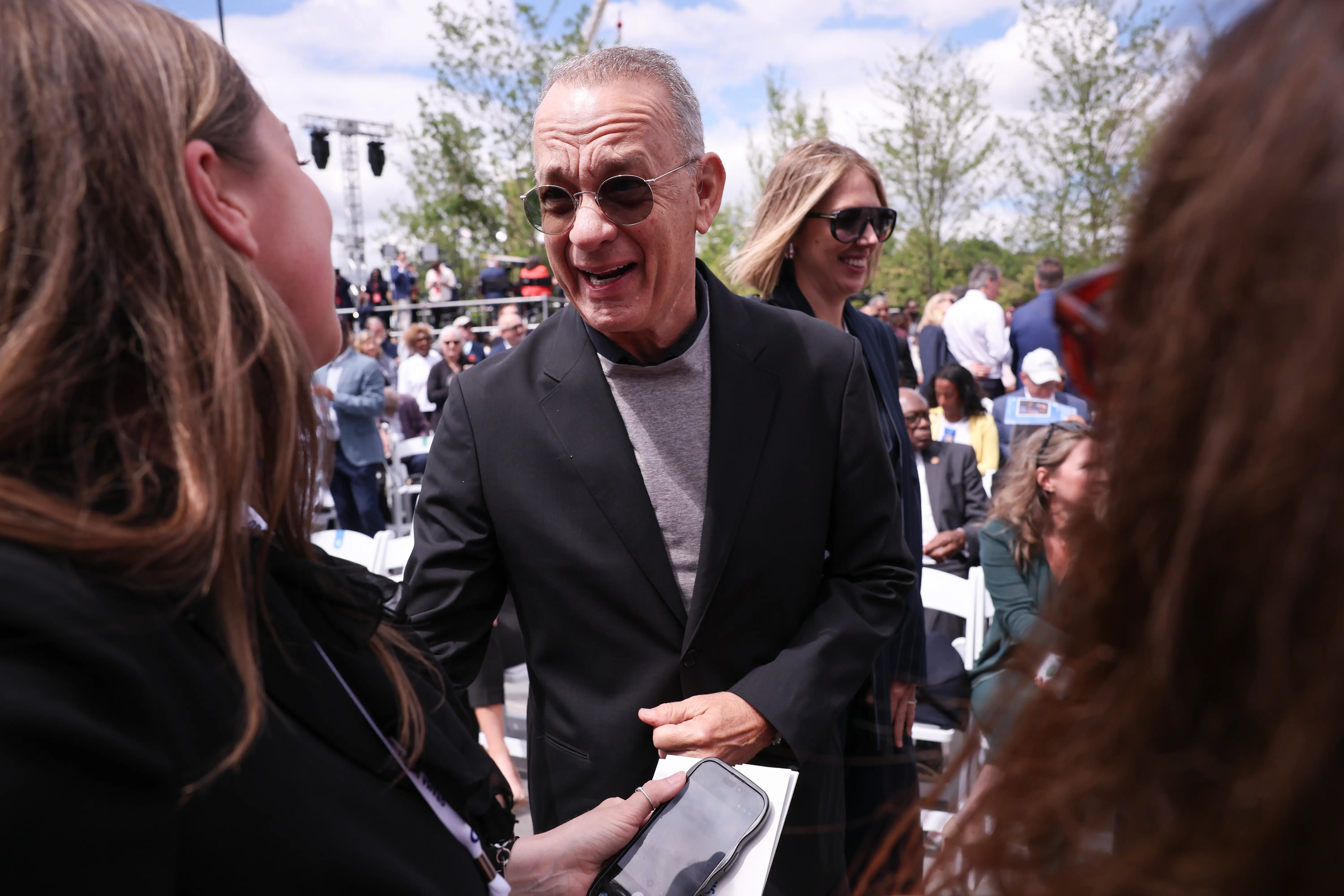 Tom Hanks attends the dedication ceremony for the opening of the Barack Obama Presidential Center