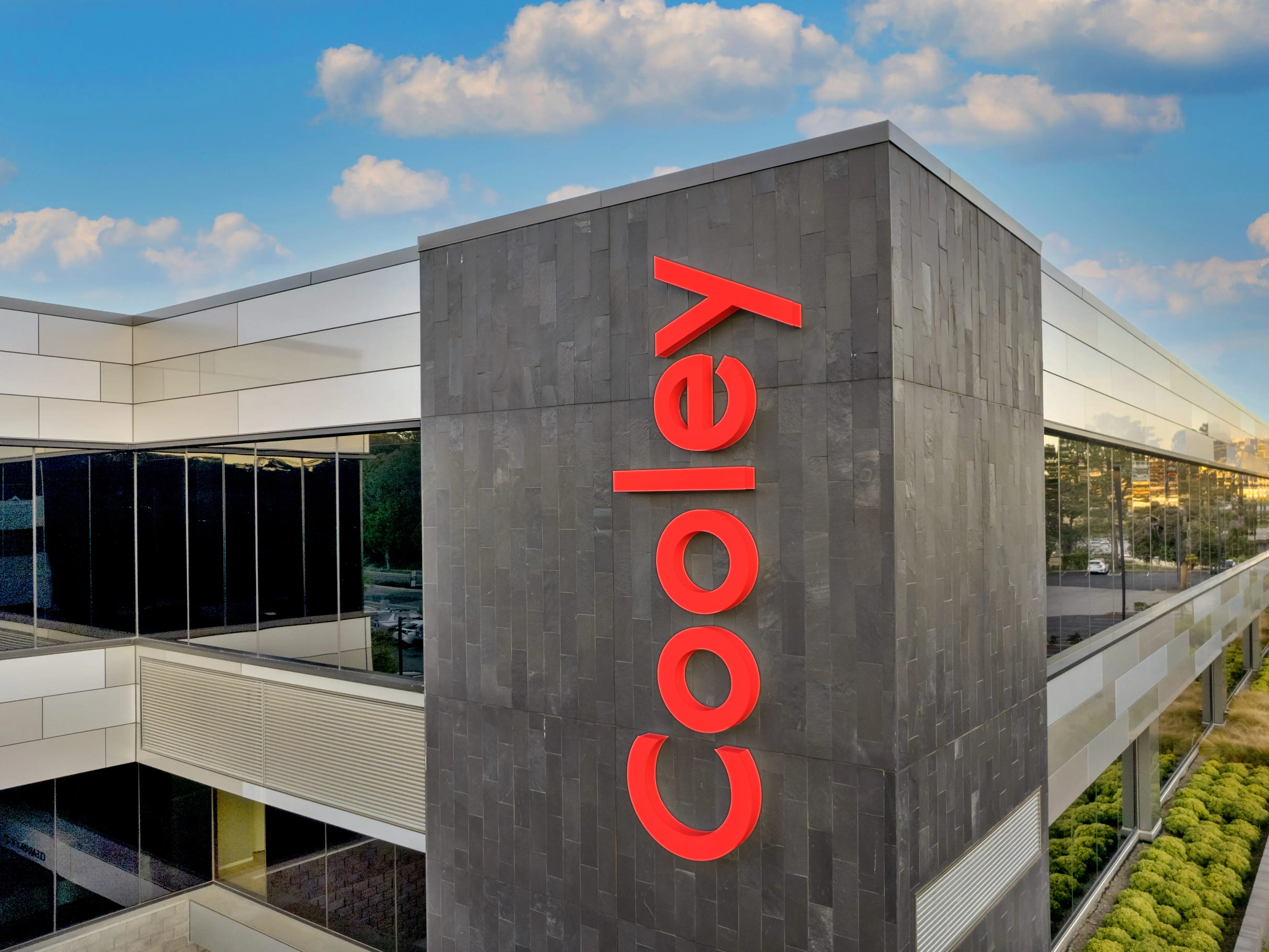 A building with the Cooley logo displayed.