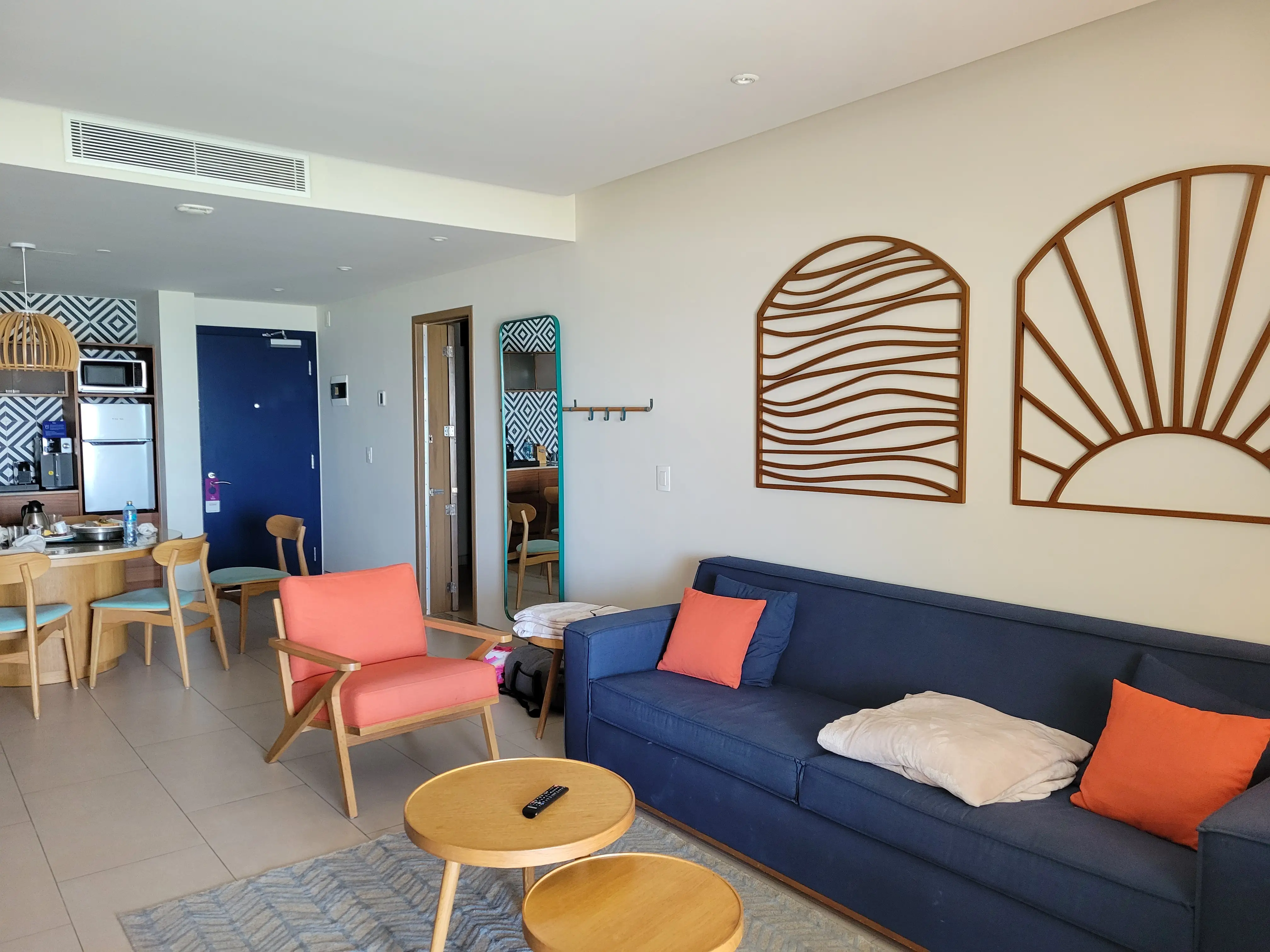 The living room area of a hotel suite.