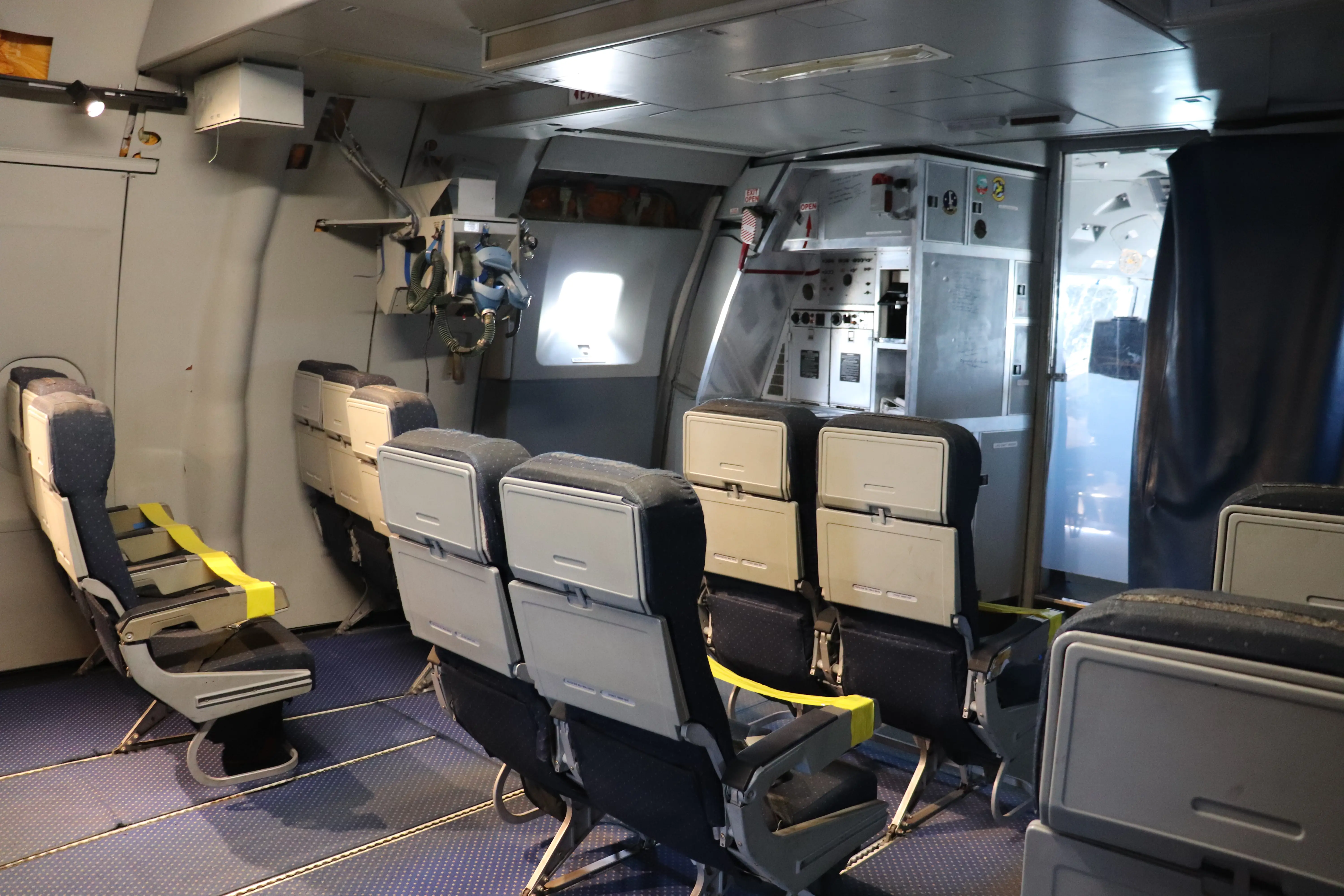 Passenger seating inside a KC-10A Extender.
