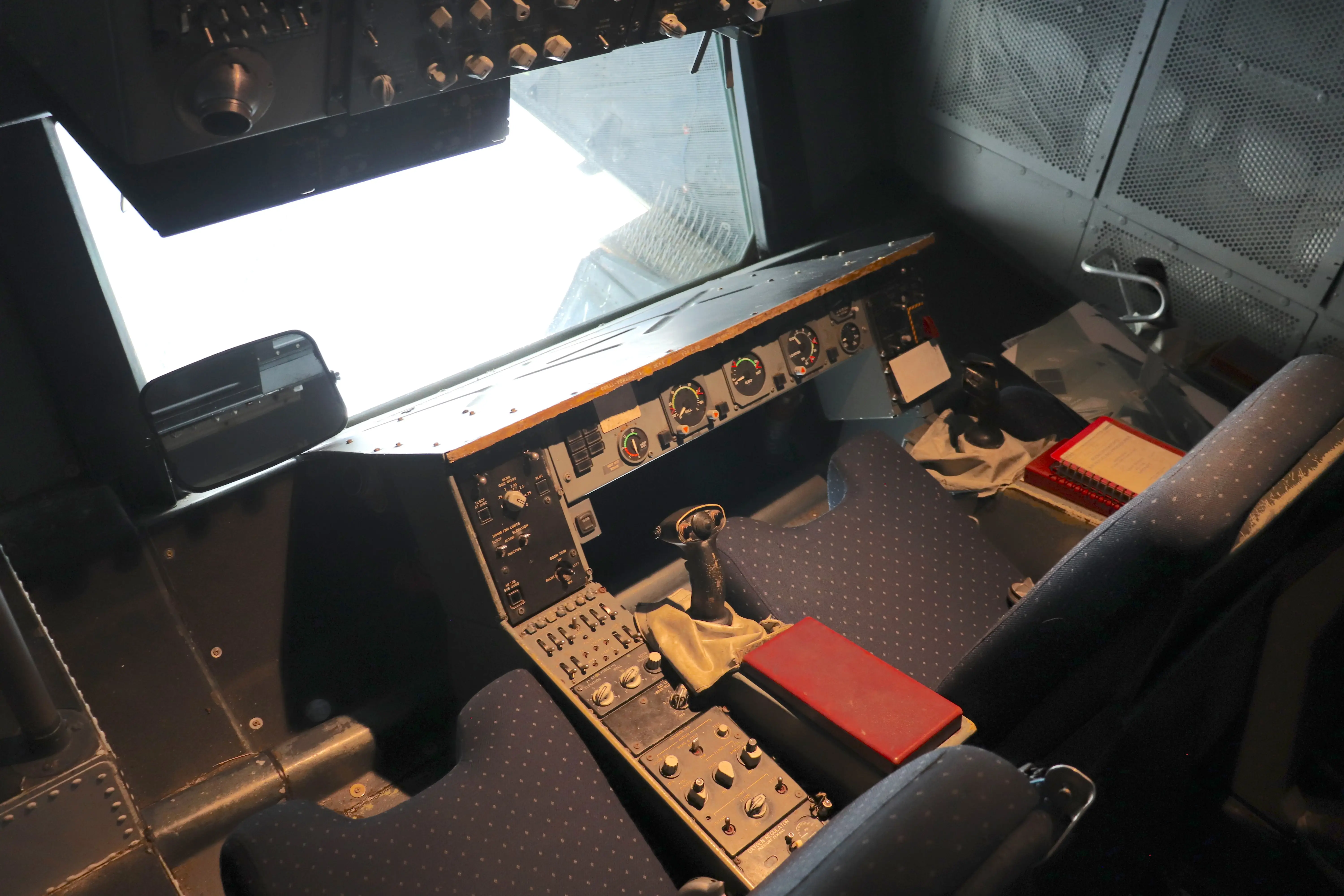 The refueling operator station on a KC-10A Extender.