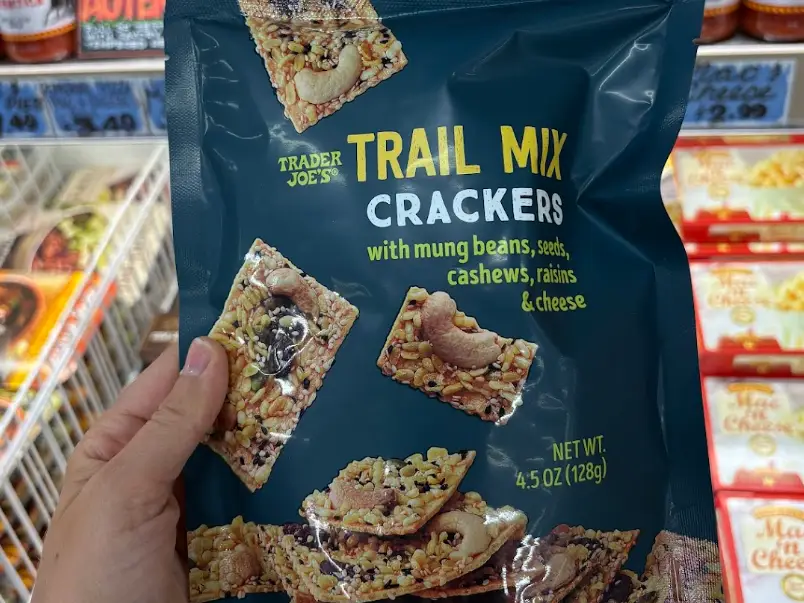 A bag of Trader Joe's trail mix crackers.