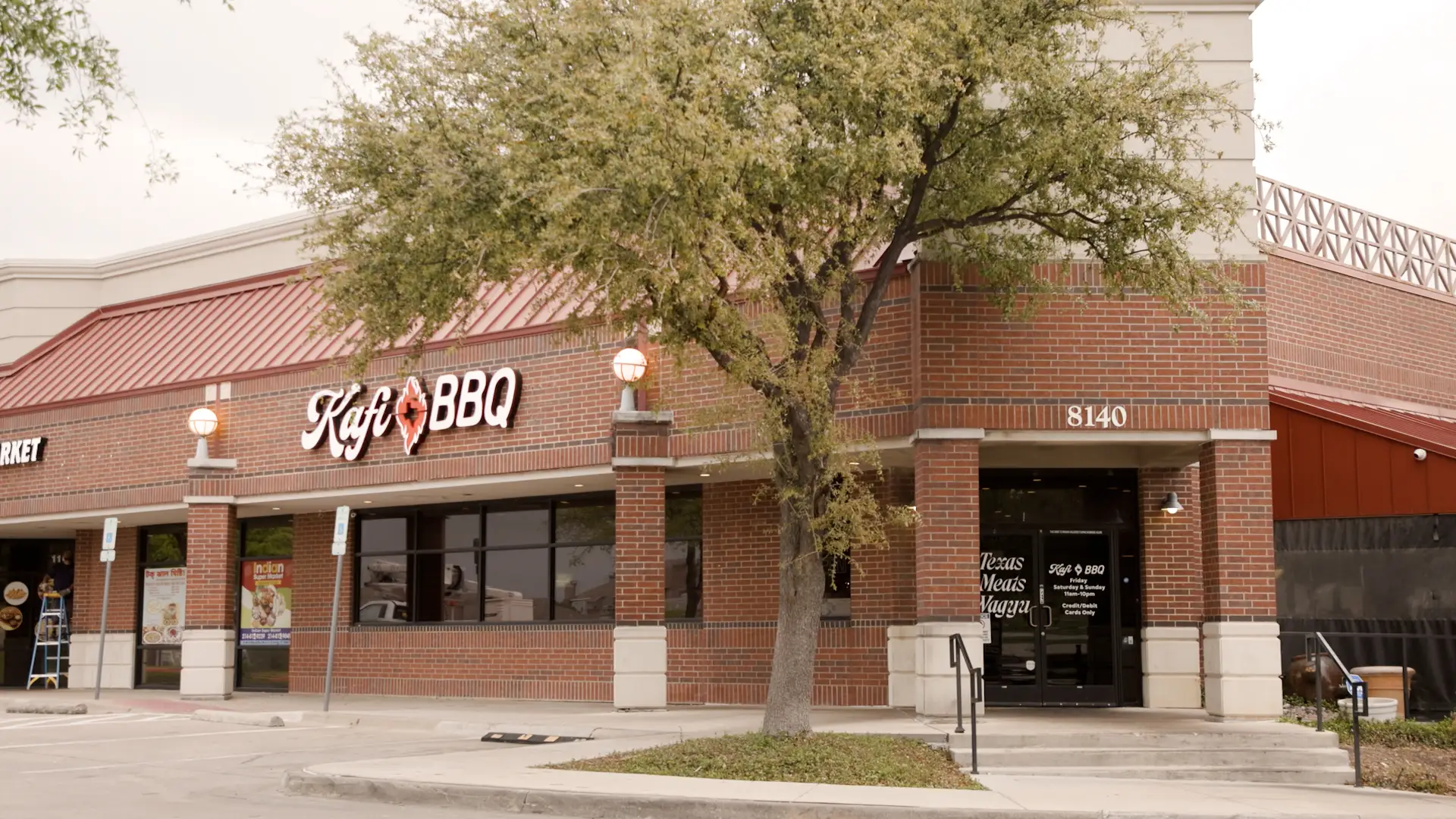 The storefront of Kafi BBQ in Texas.