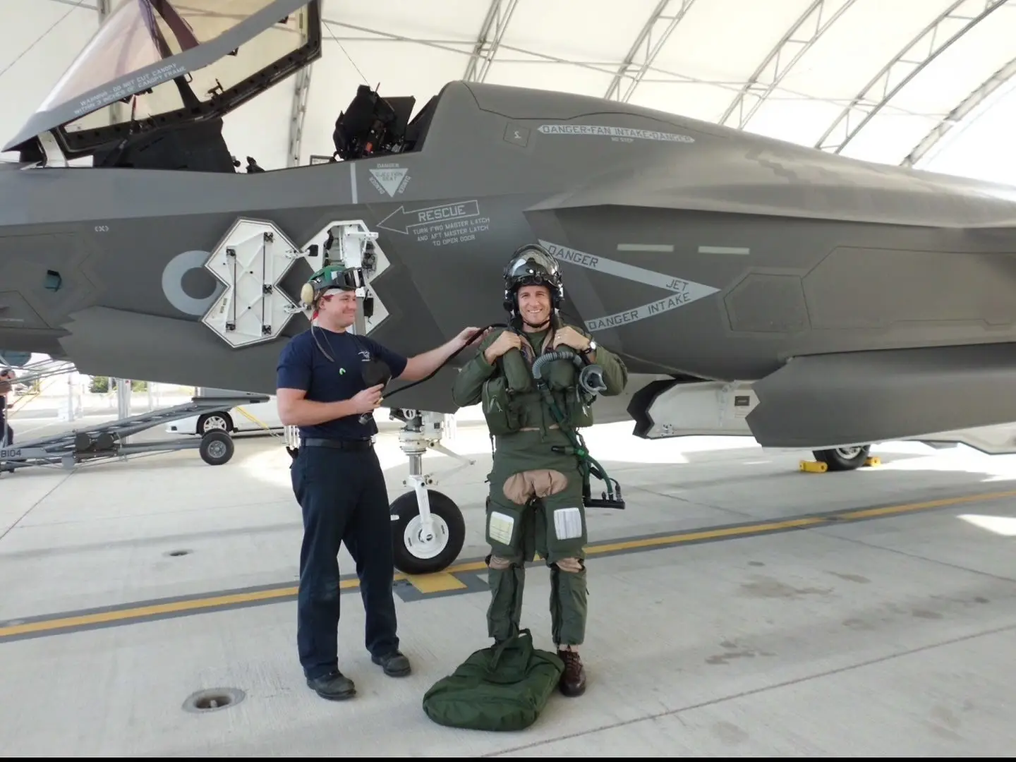 Dave standing in front of the F-35B.