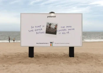 Polaroid tells people to jump in some water ‘before the data centers drink it all up’