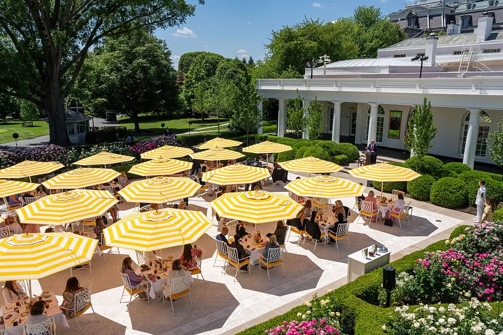 The Rose Garden at the White House.