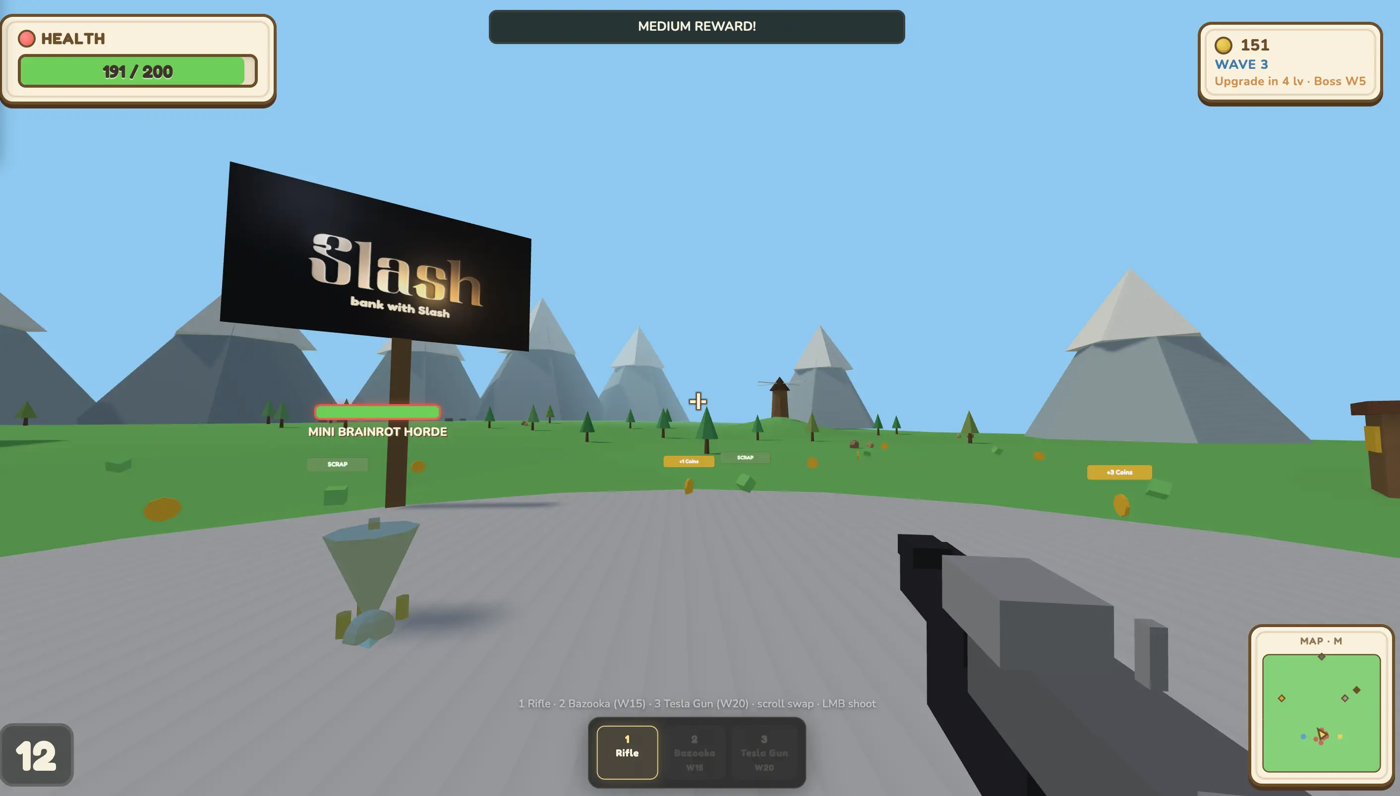 A screenshot of the shooter game that Slash's employee vibe coded.