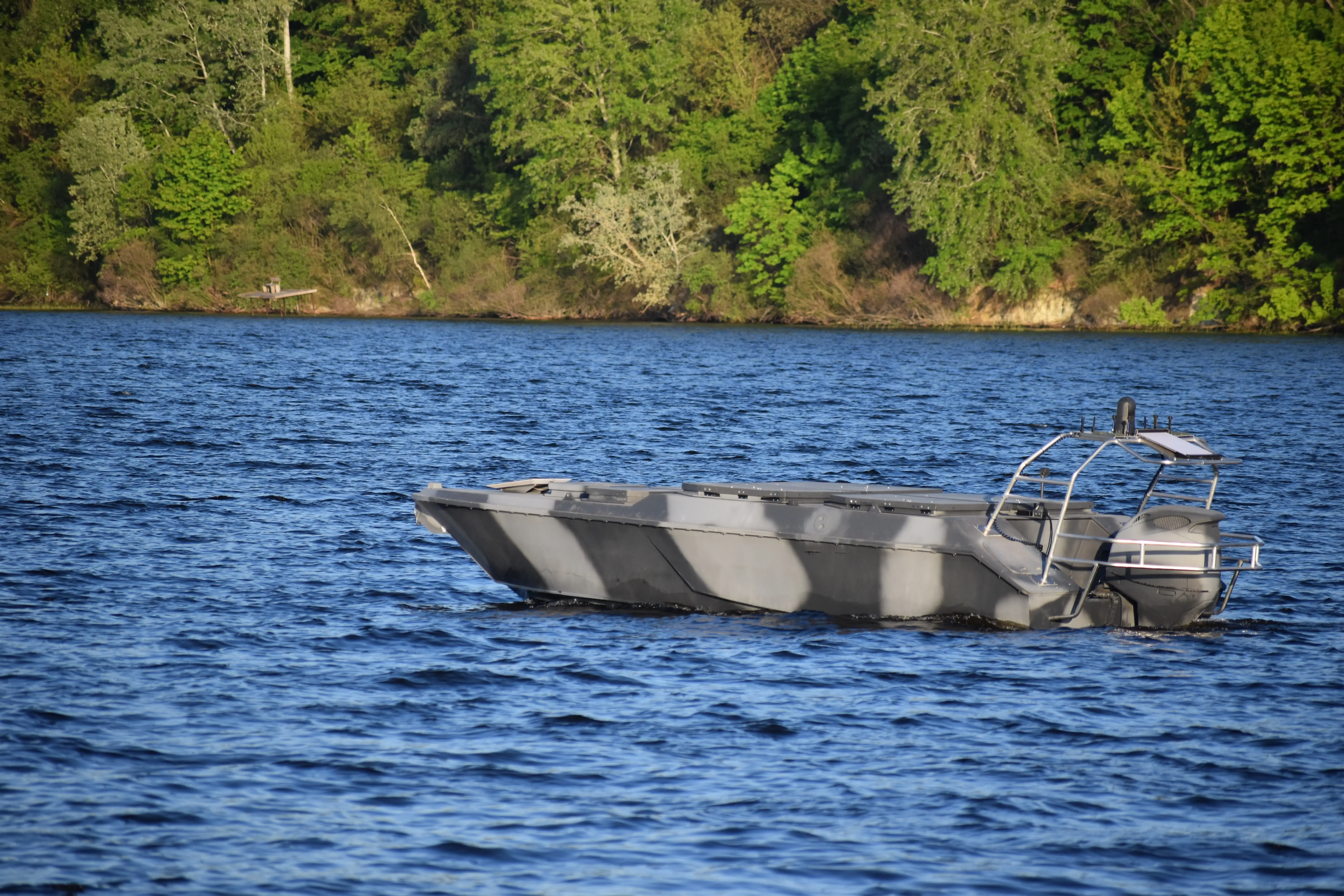 A Ukrainian naval drone at an undisclosed location.