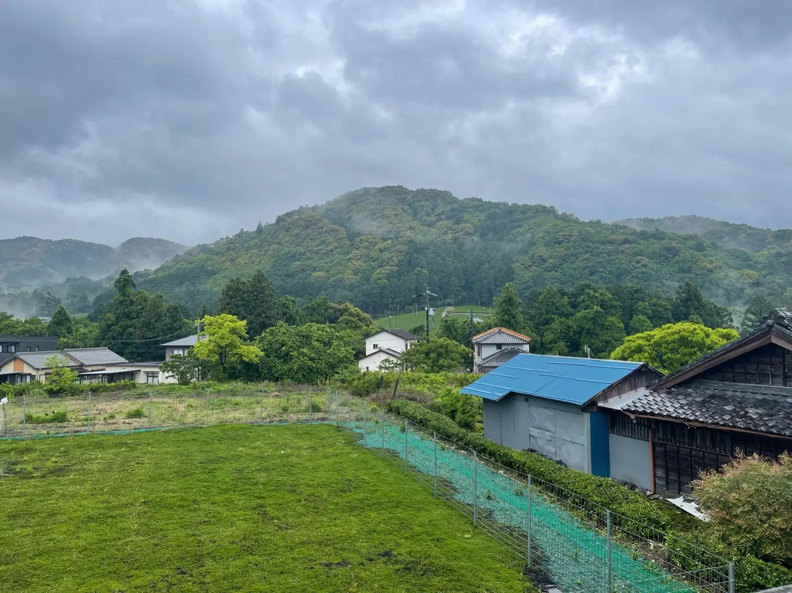 A view of the Japanese countryside from a window