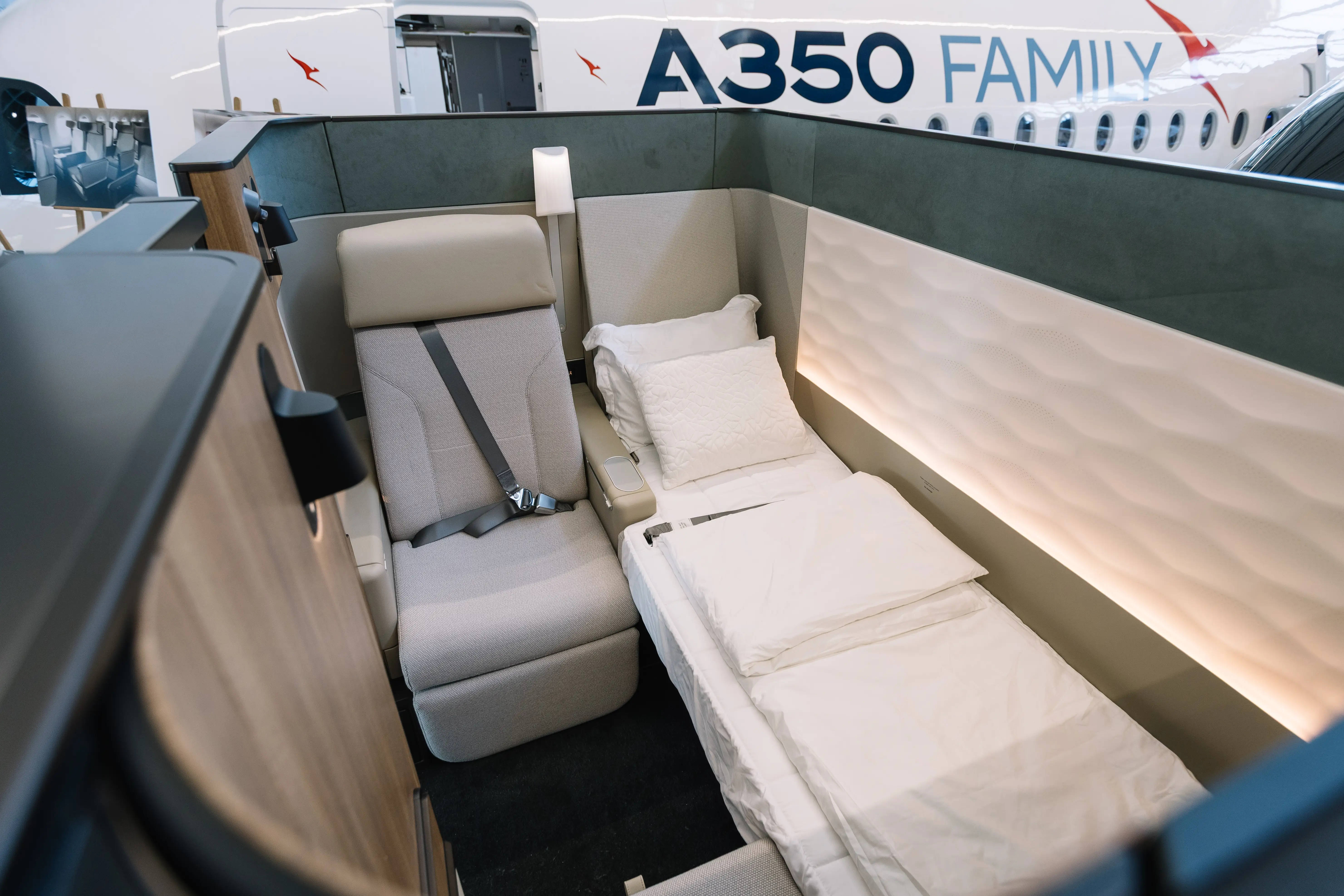 The first-class cabin on display at a media presentation in June.