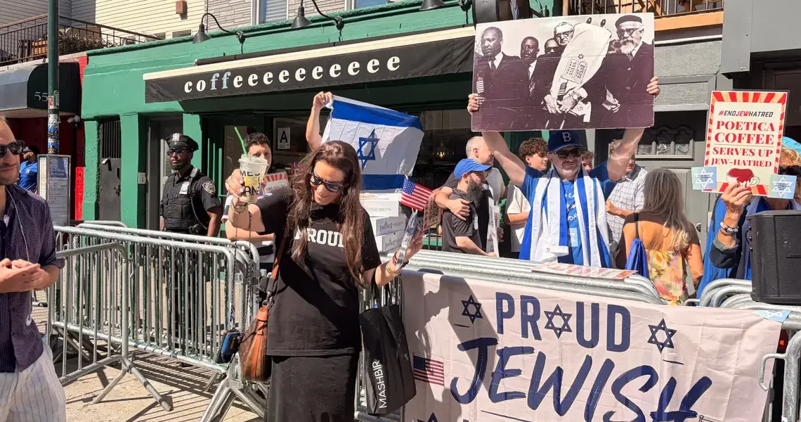 Protesters gather at Williamsburg location of coffee chain that banned Rep. Dan Goldman over his Israel stance