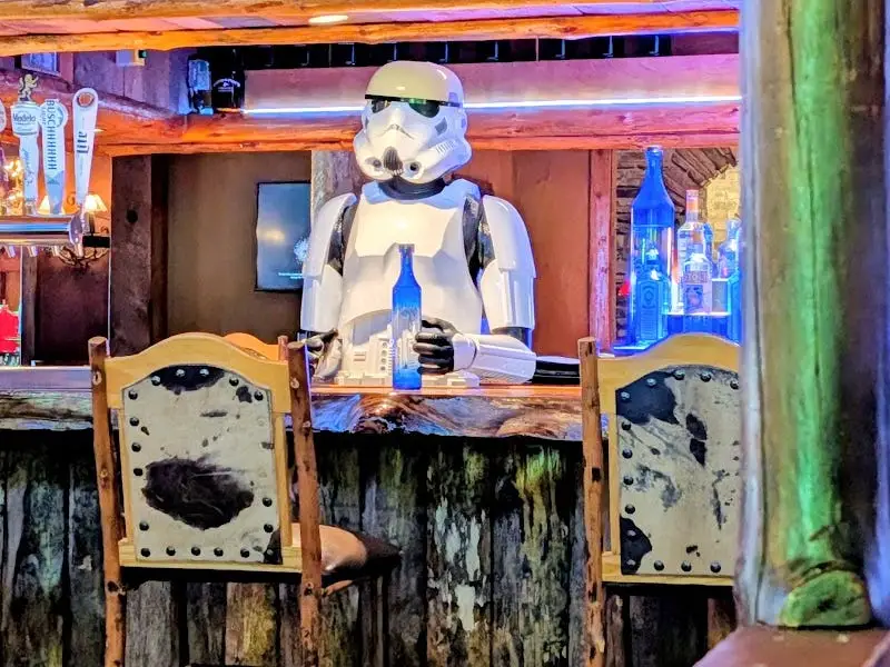 stormtrooper figurine behind bar in Buff Phils
