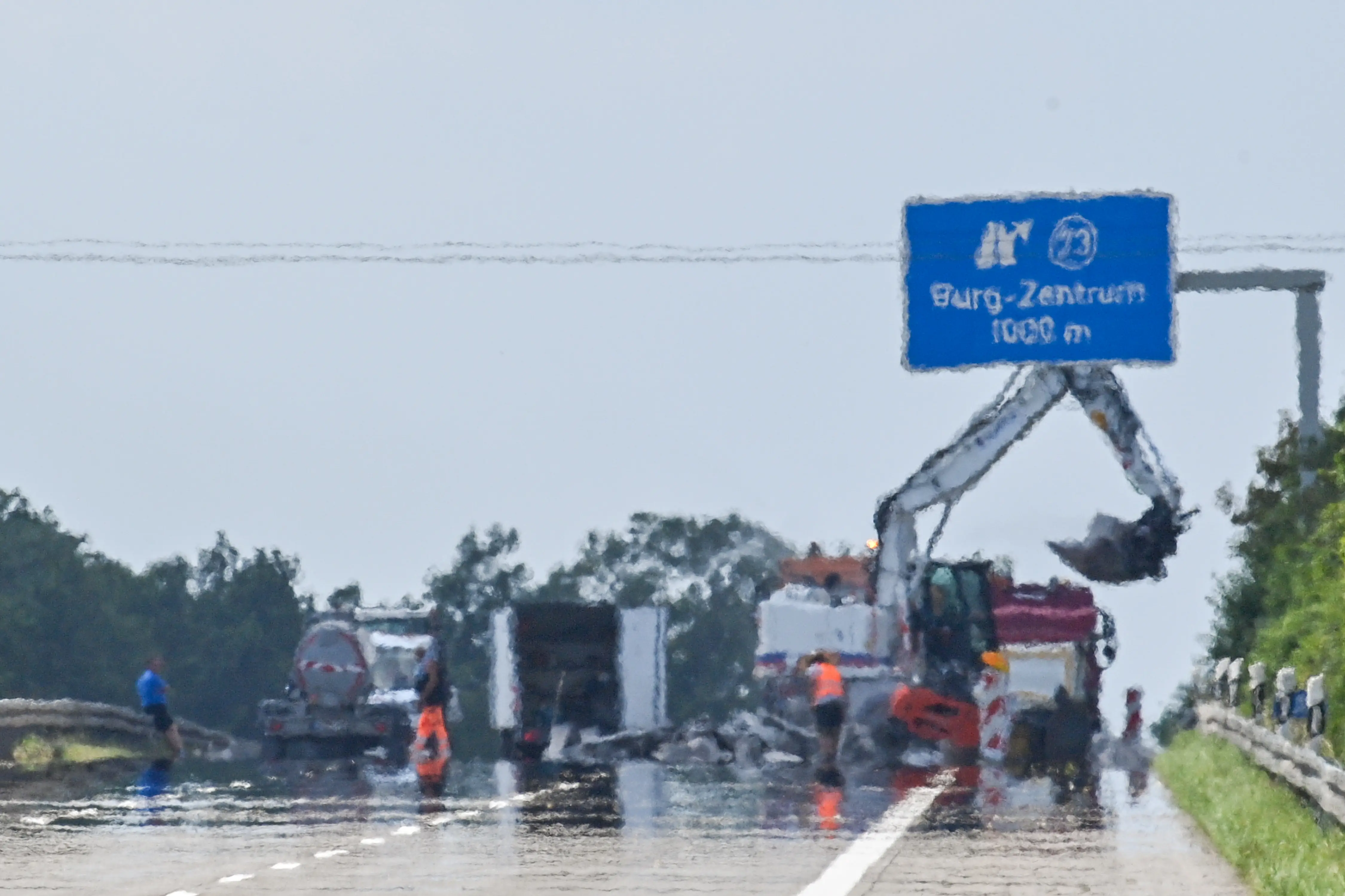 Road repairs due to heat.