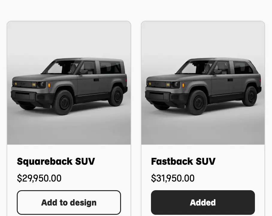 Two Slate trucks on the company's website with the SUV caps.