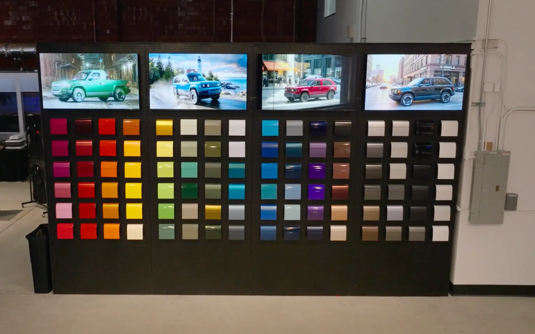 A board of possible Slate exterior wrap colors.