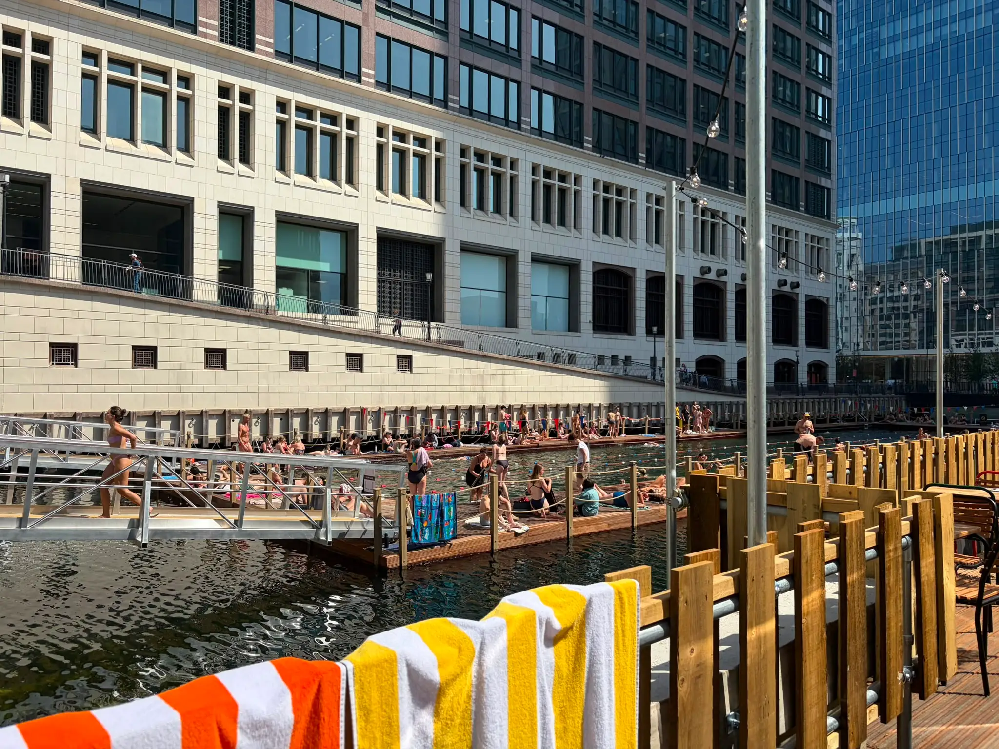 a pool in canary wharf