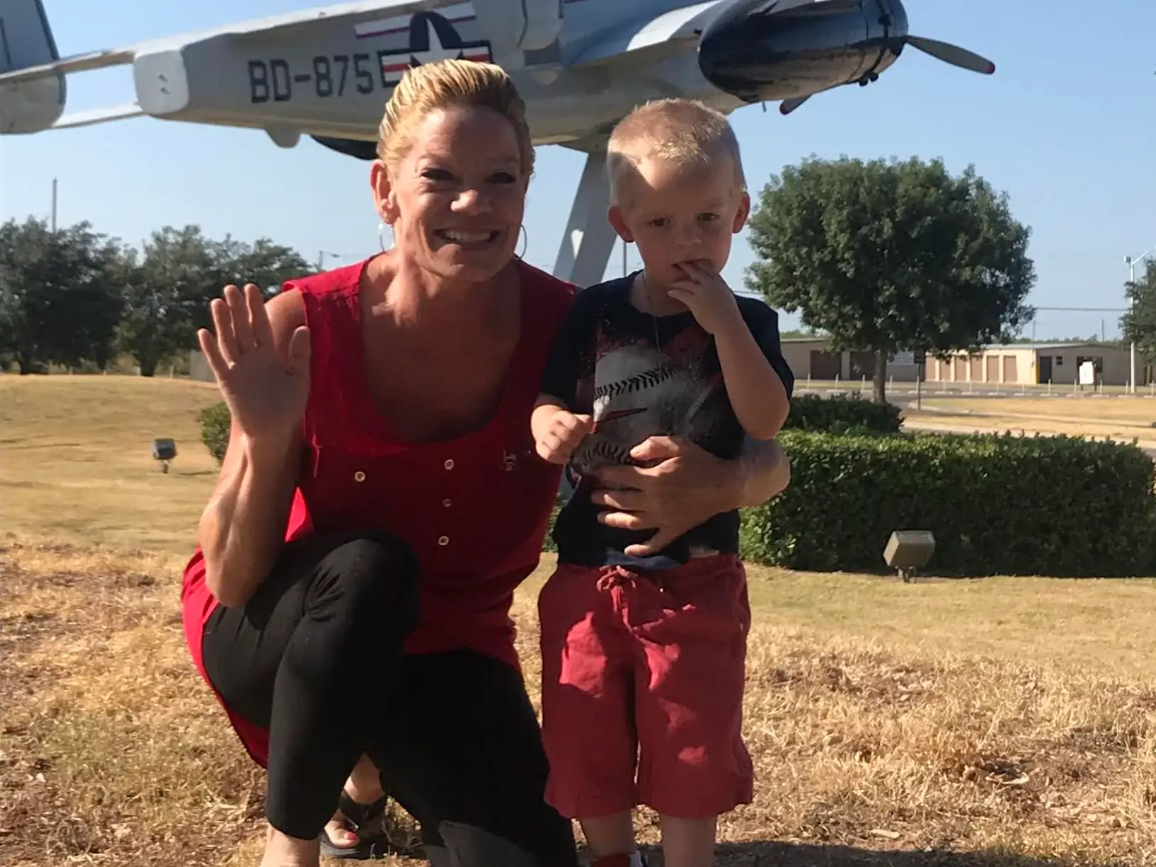 Rebecca Black with her grandson.