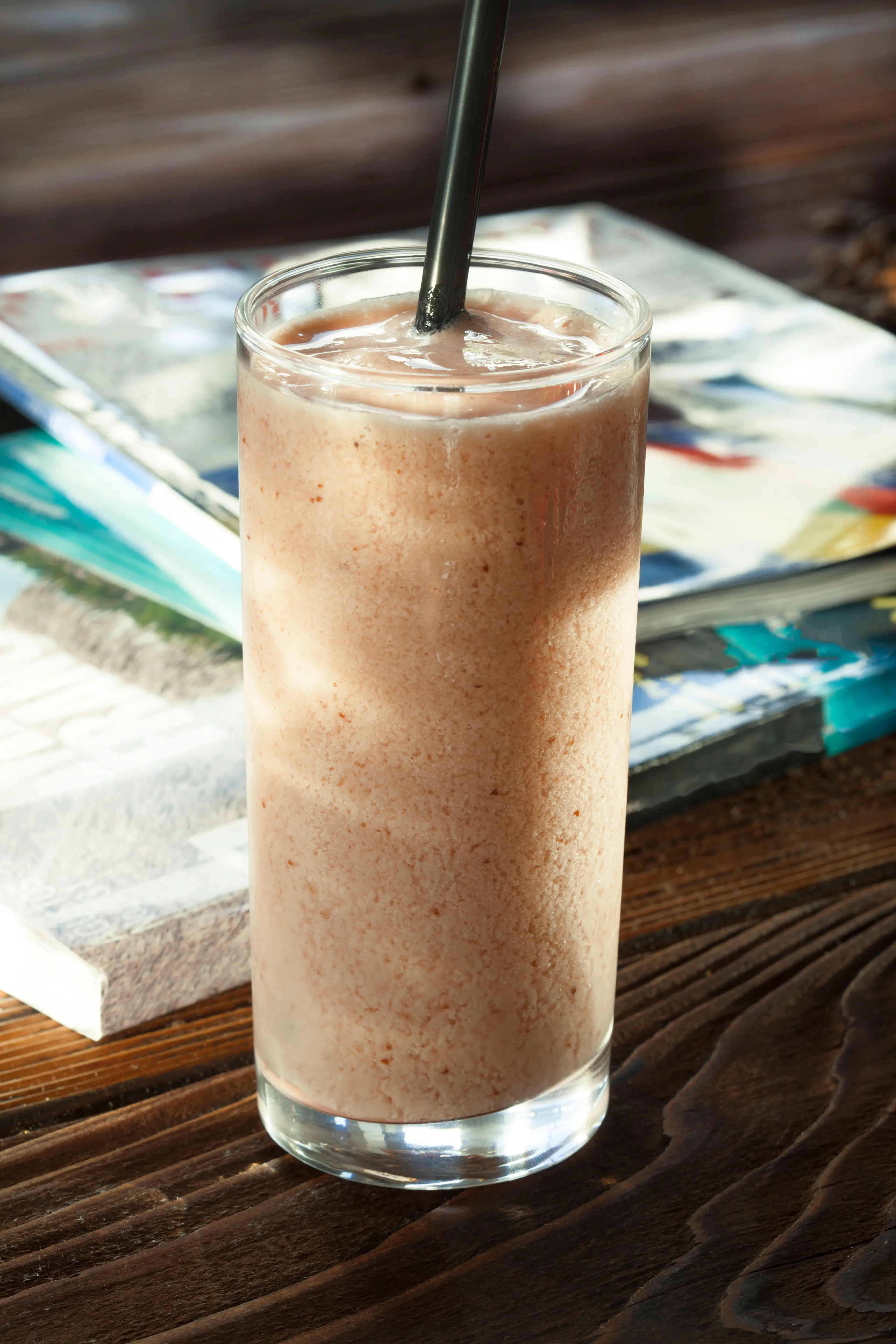 A coffee smoothie in a glass.