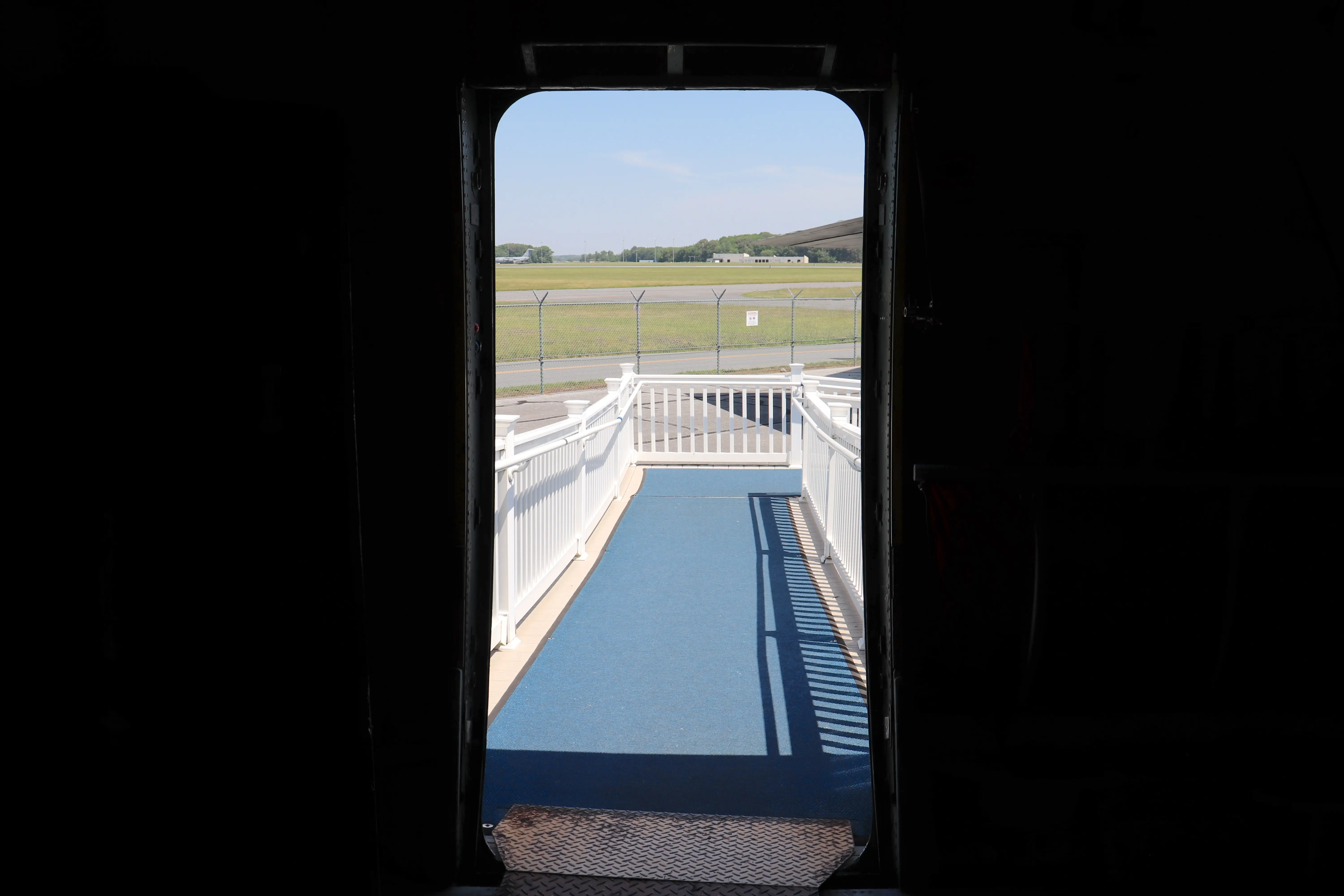 The crew door on a C-141B Starlifter.