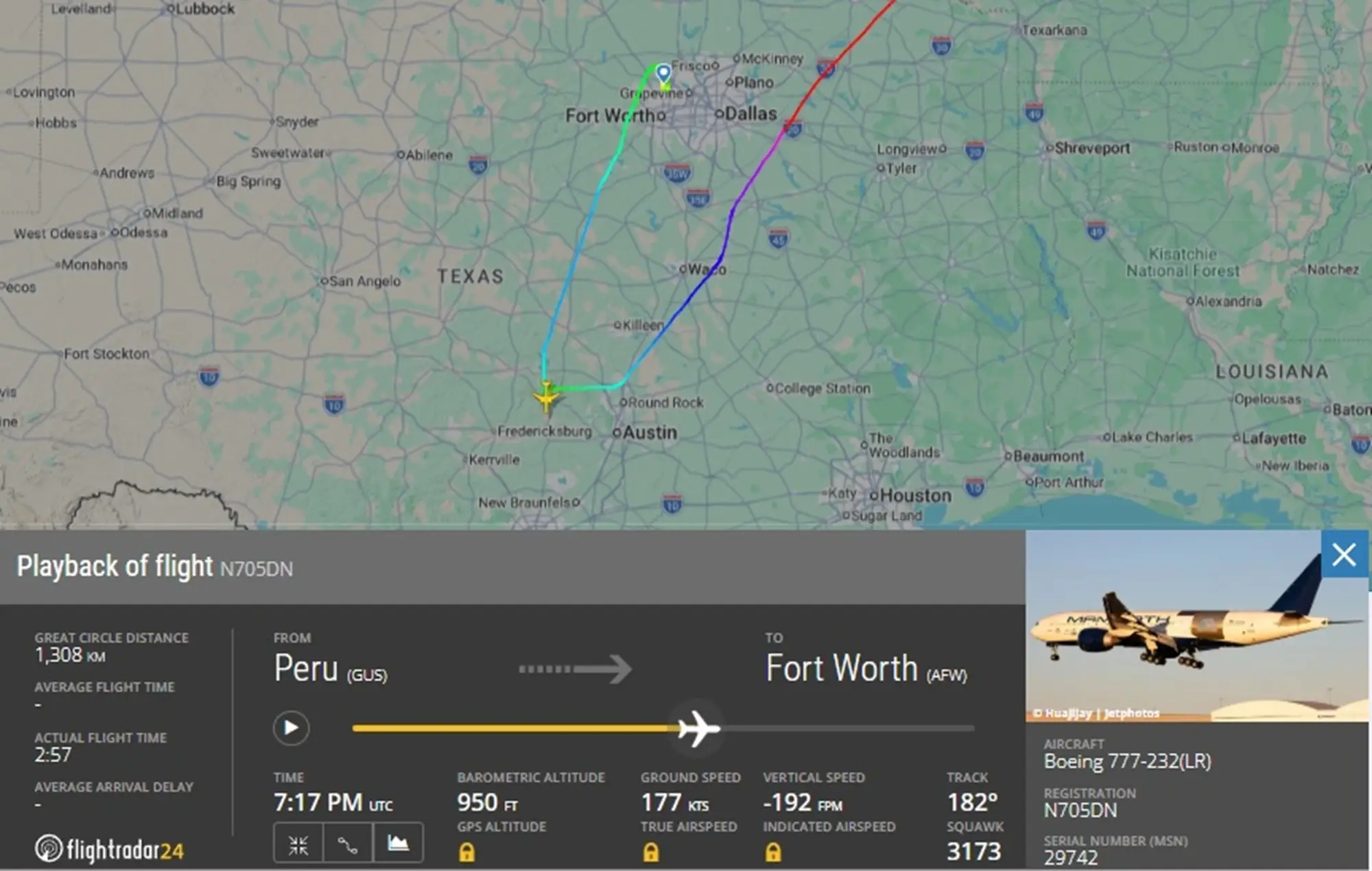 Flightradar24 screenshot.