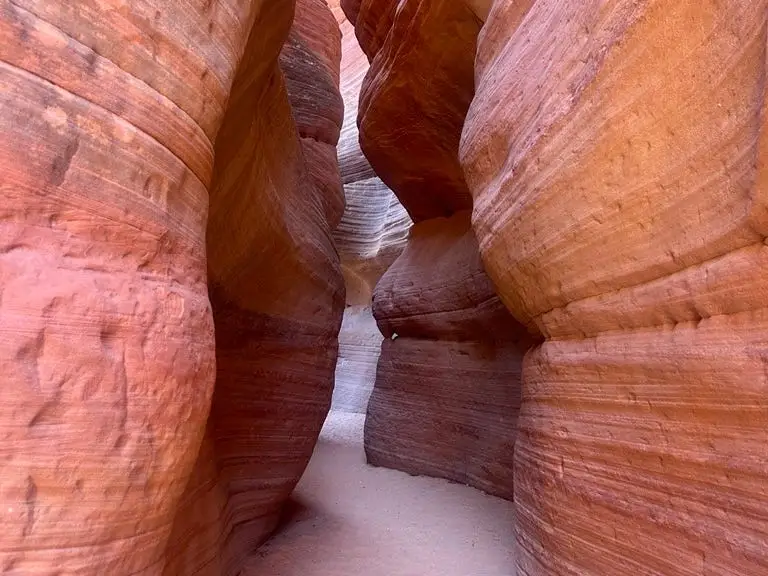 View of narrow red rock area