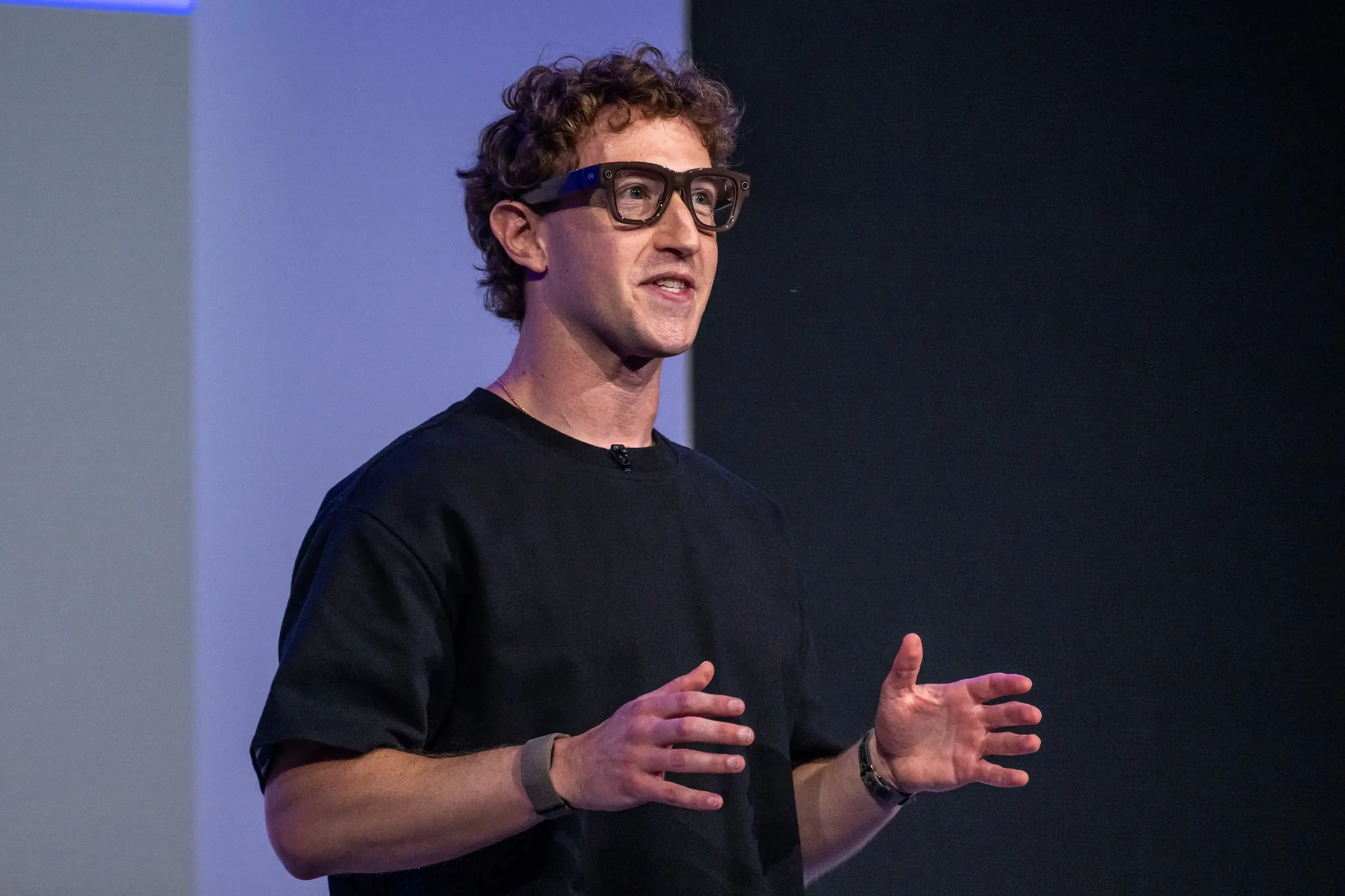 Mark Zuckerberg speaks during an event