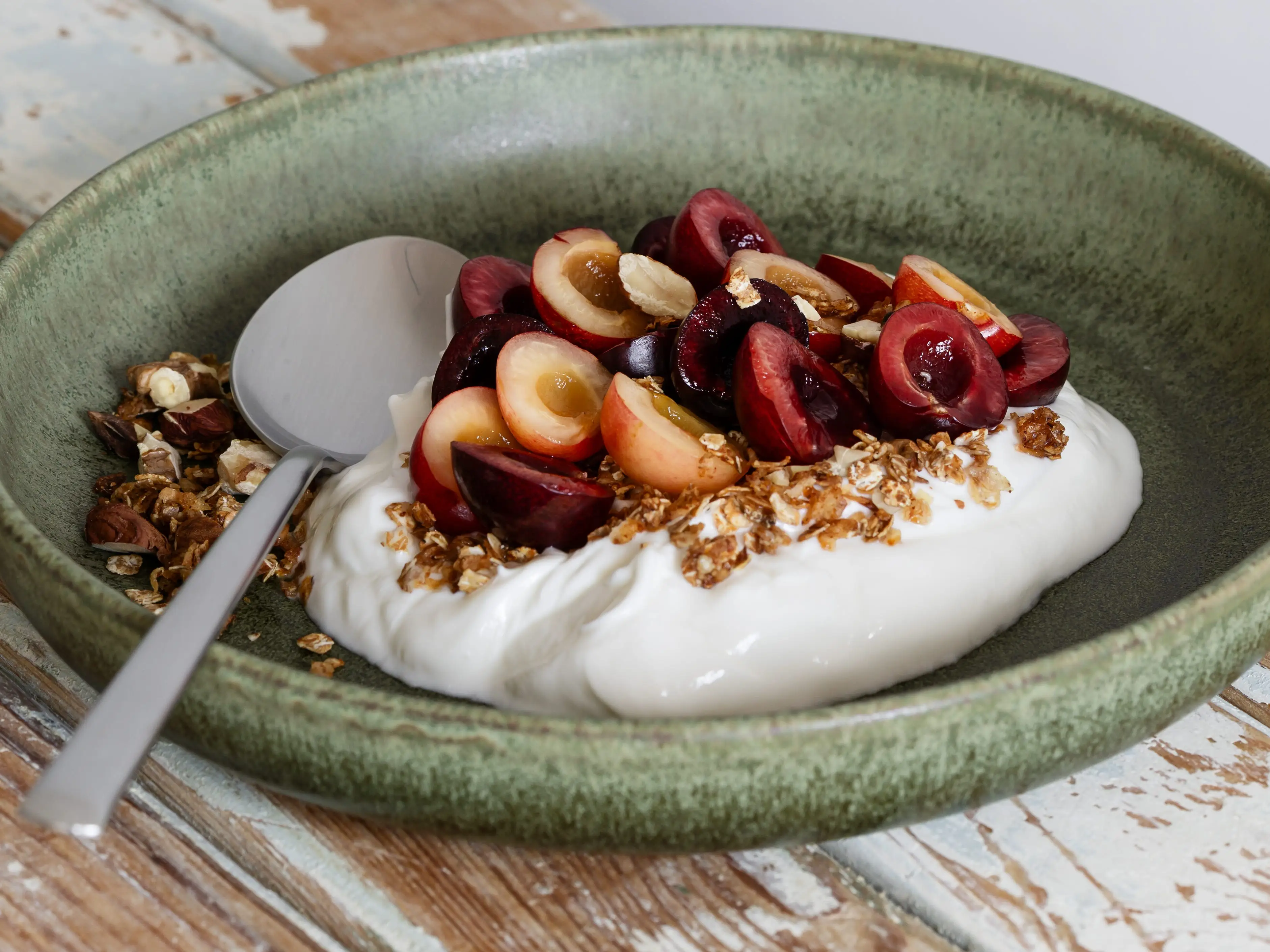 Greek yogurt with cherries