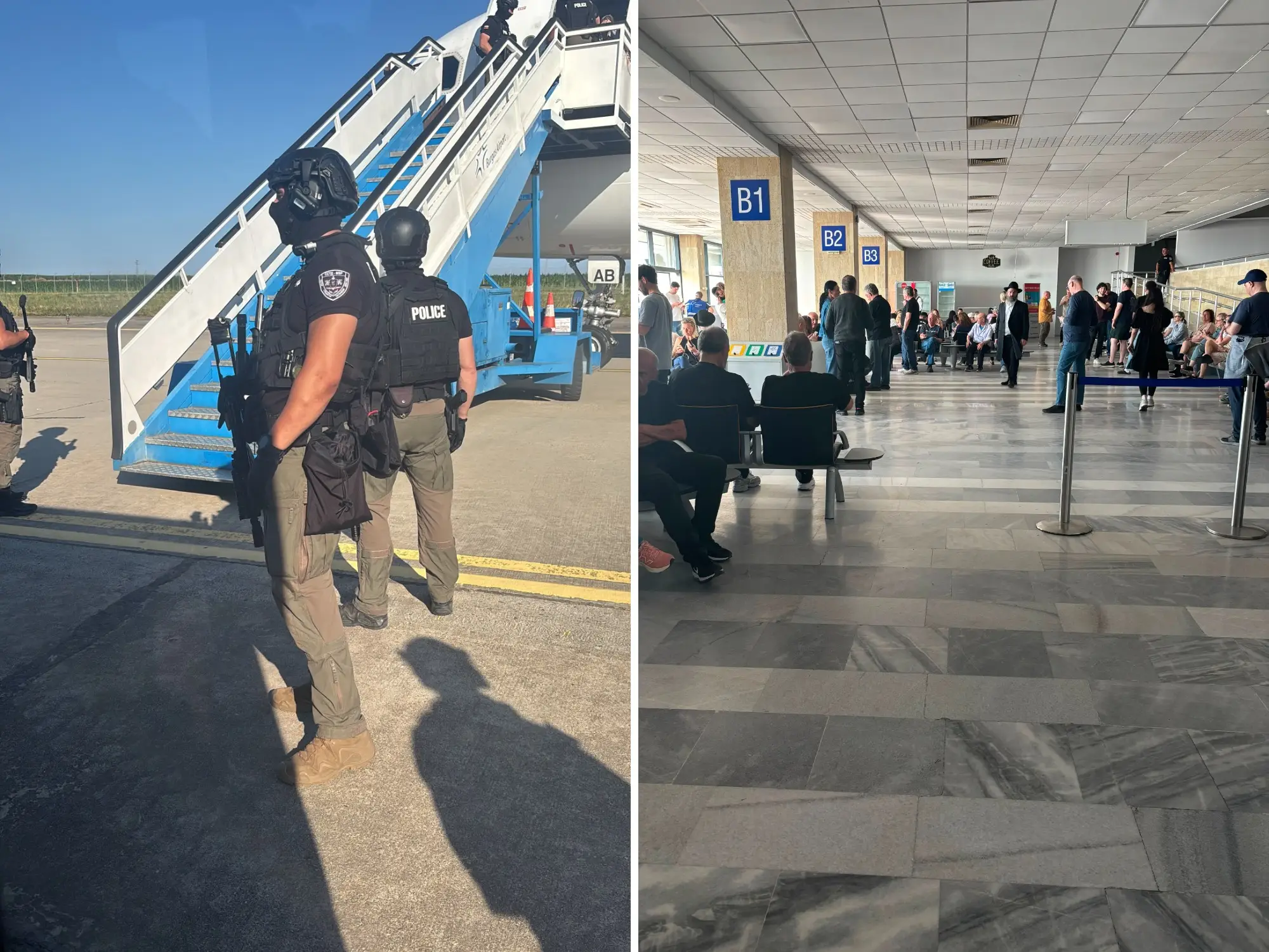 The aftermath of the LOT Polish Airlines flight's emergency landing.