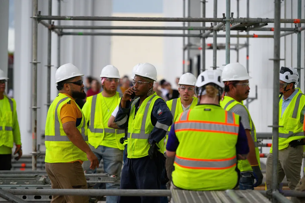 Construction workers at the Kennedy Center.