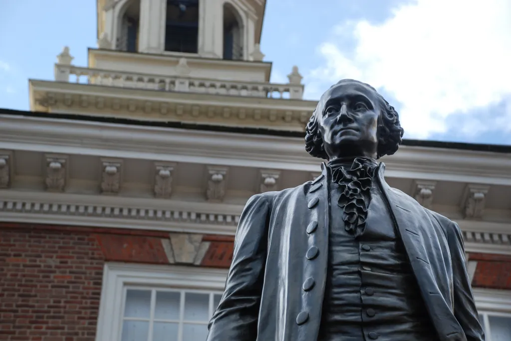 Statue of George Washington in front of Independence Hall, Philadelphia.
