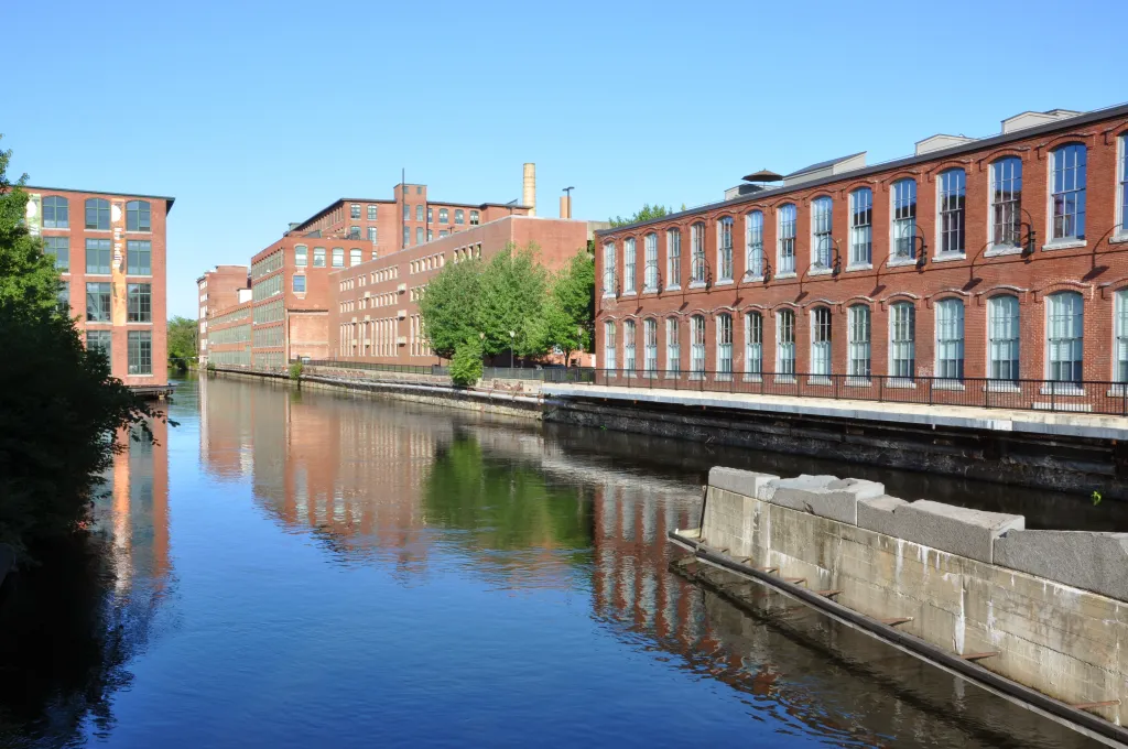 Lowell Canal in National Historic Park, Massachusetts, USA.