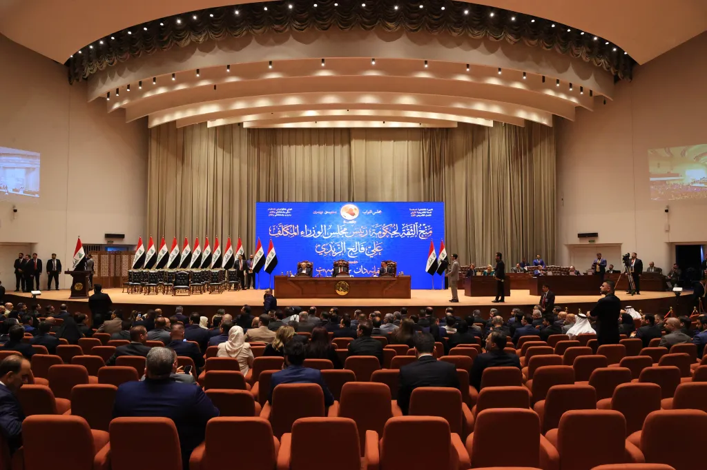 Iraqi lawmakers attend a parliamentary session in Baghdad, Iraq, on May 14, 2026.