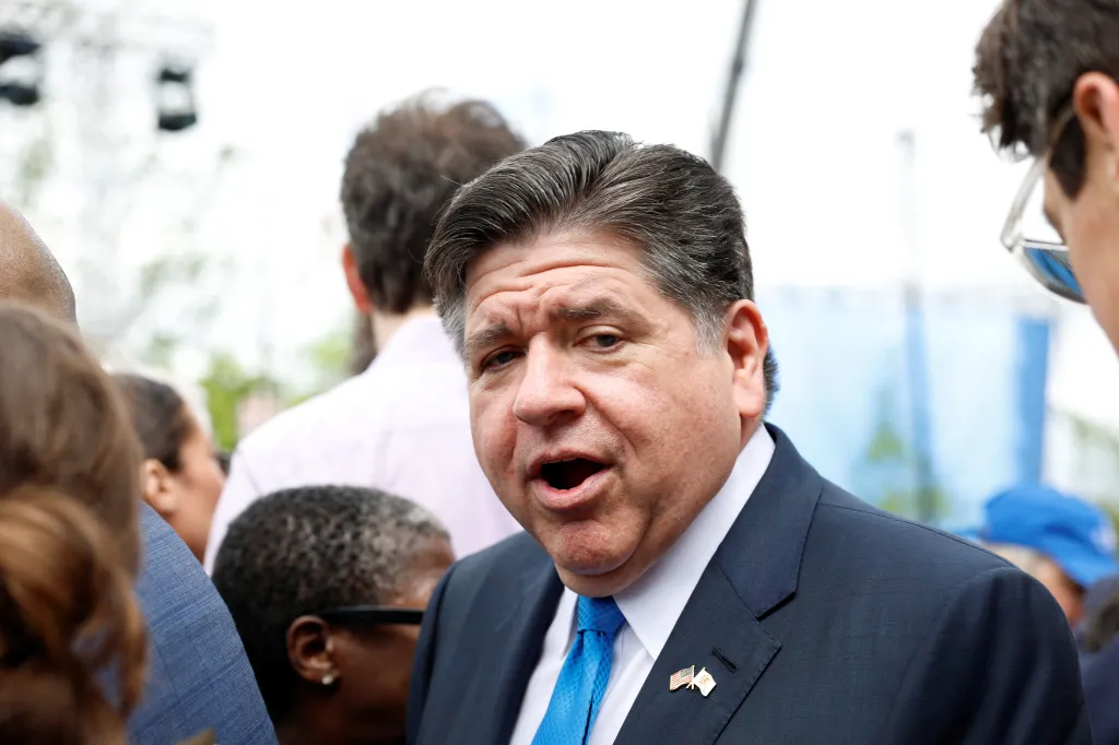 Jay Robert Pritzker, Governor of Illinois, speaks at an event.