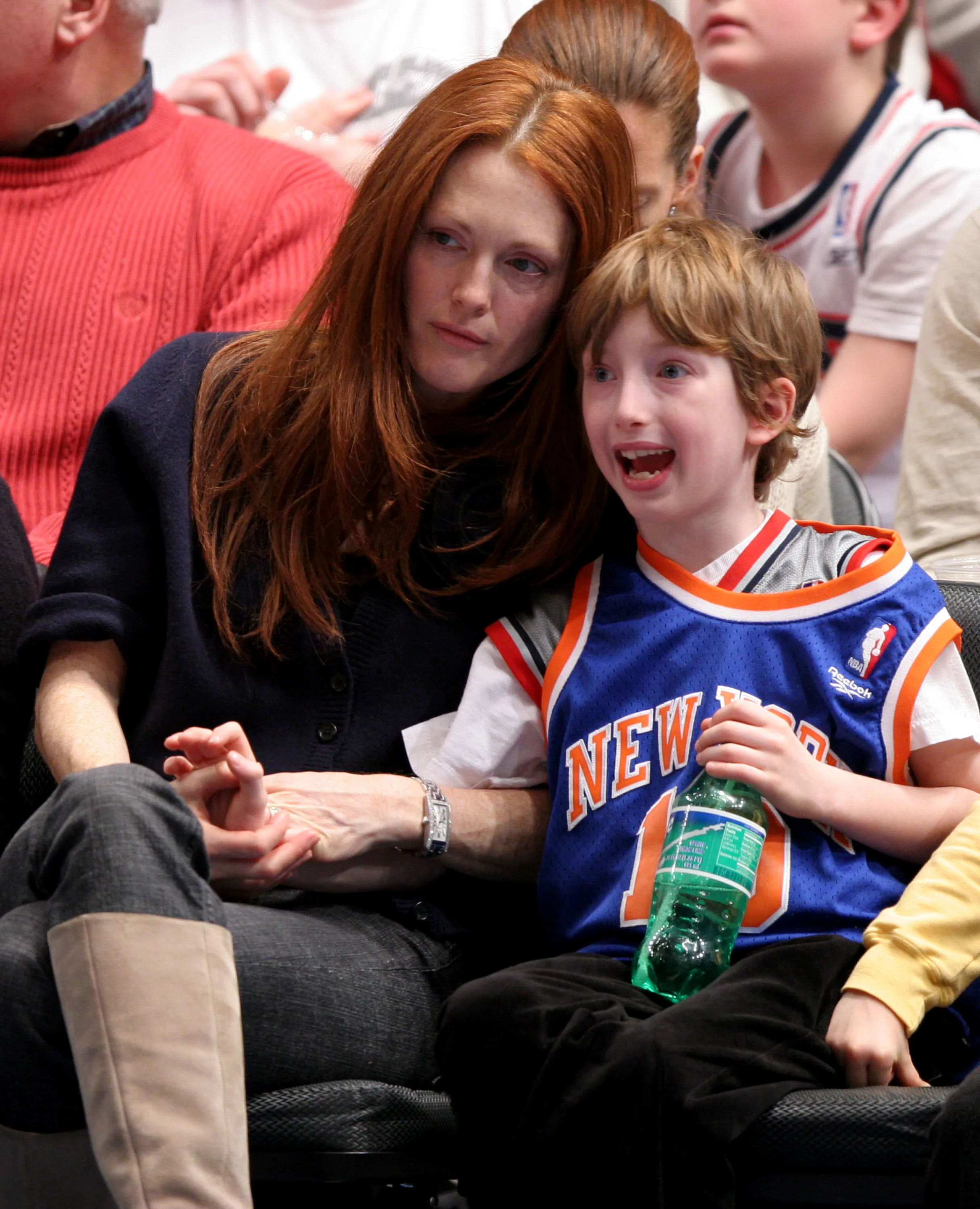 Julianne Moore with son at the Madison Square Garden in New York