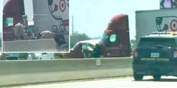 Deadly big rig horror as Target semi crosses into oncoming traffic on SoCal freeway