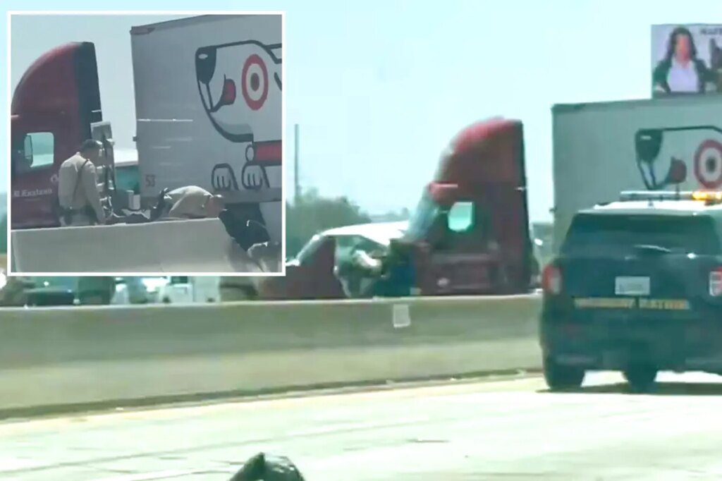 Deadly big rig horror as Target semi crosses into oncoming traffic on SoCal freeway